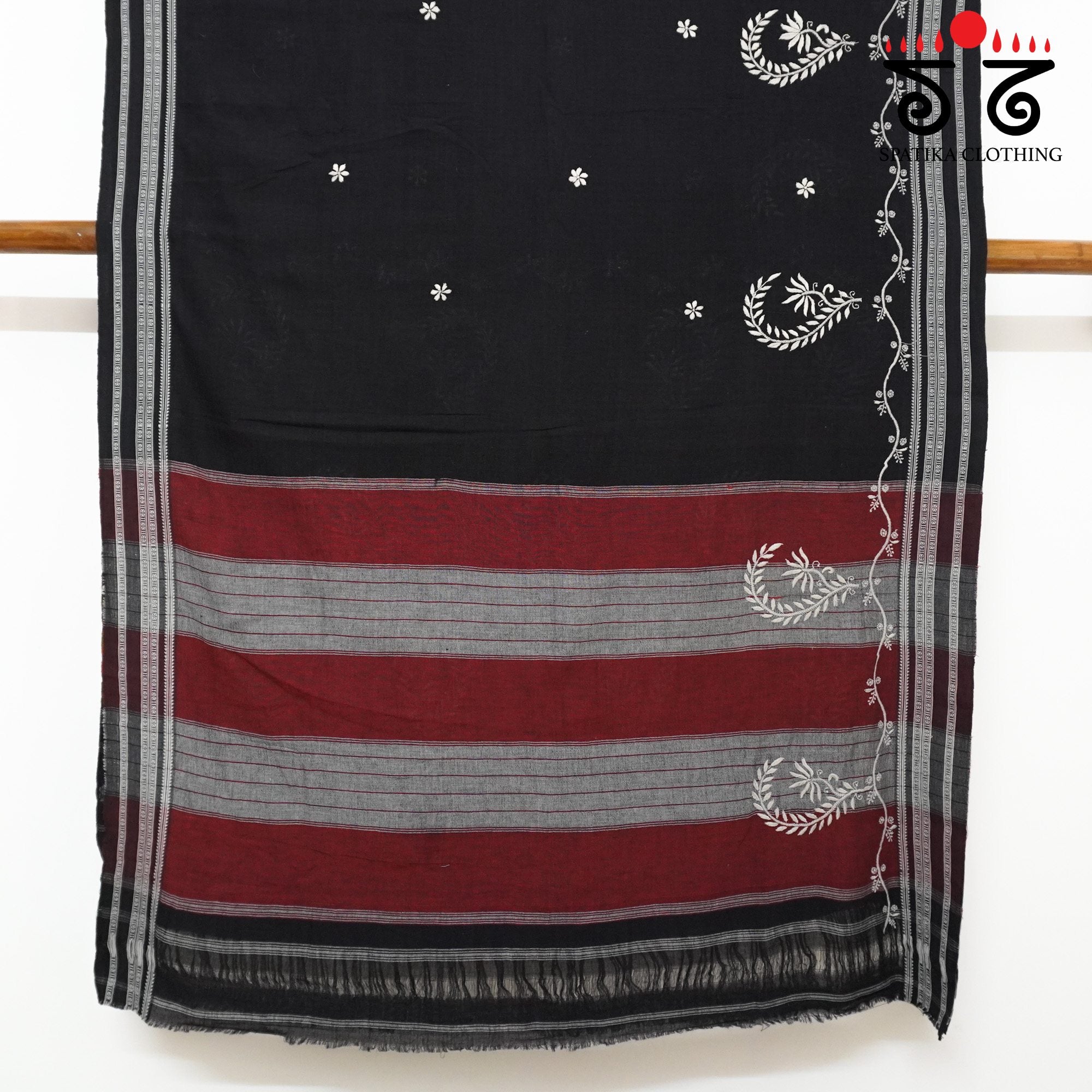 Black Ilkal Chikankari Revival Saree