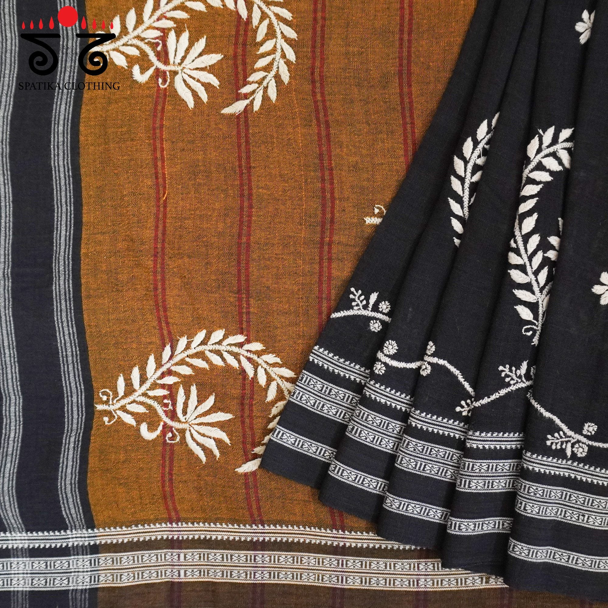 Black Ilkal Chikankari Revival Saree