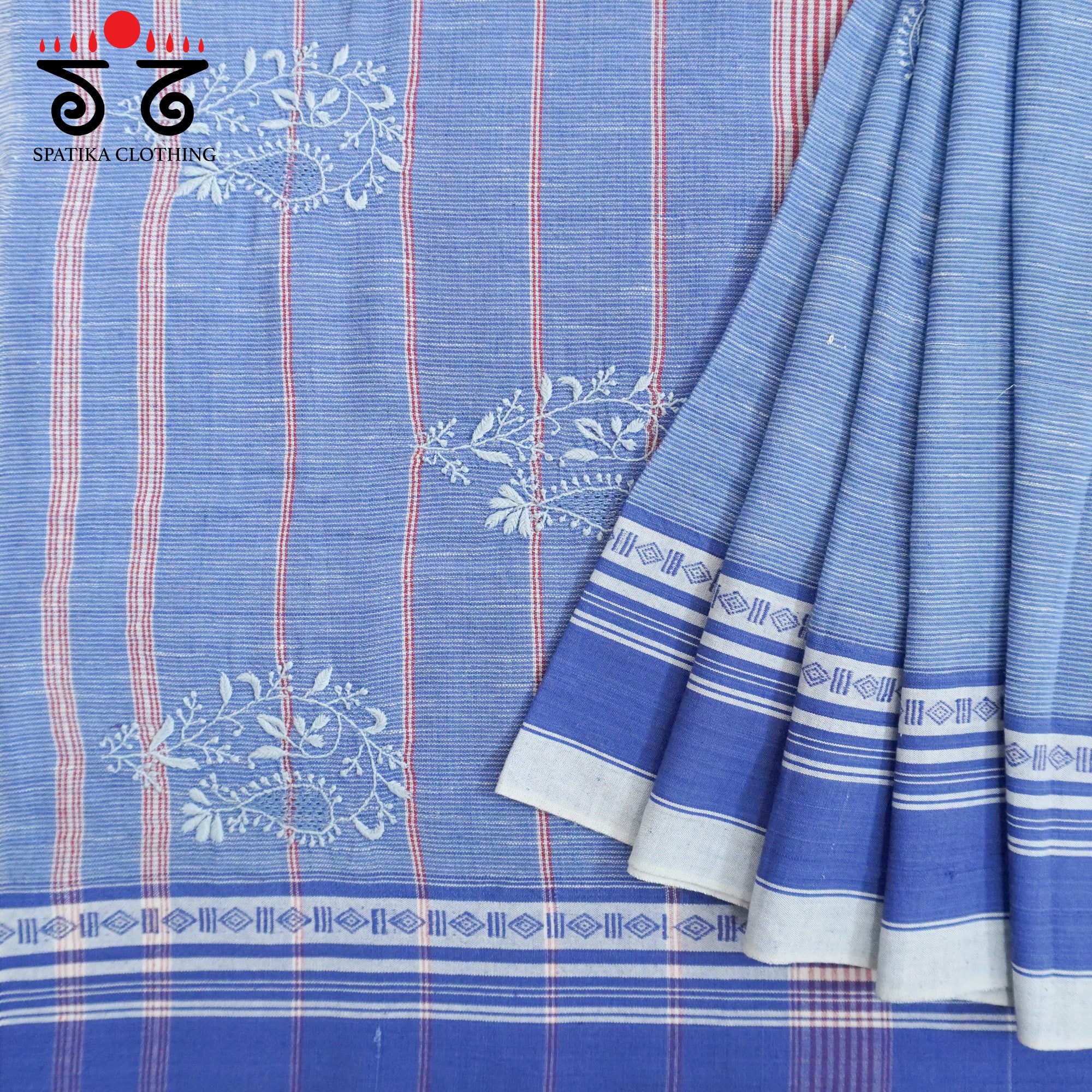 Blue Aane Hejje - Chikankari Revival Saree