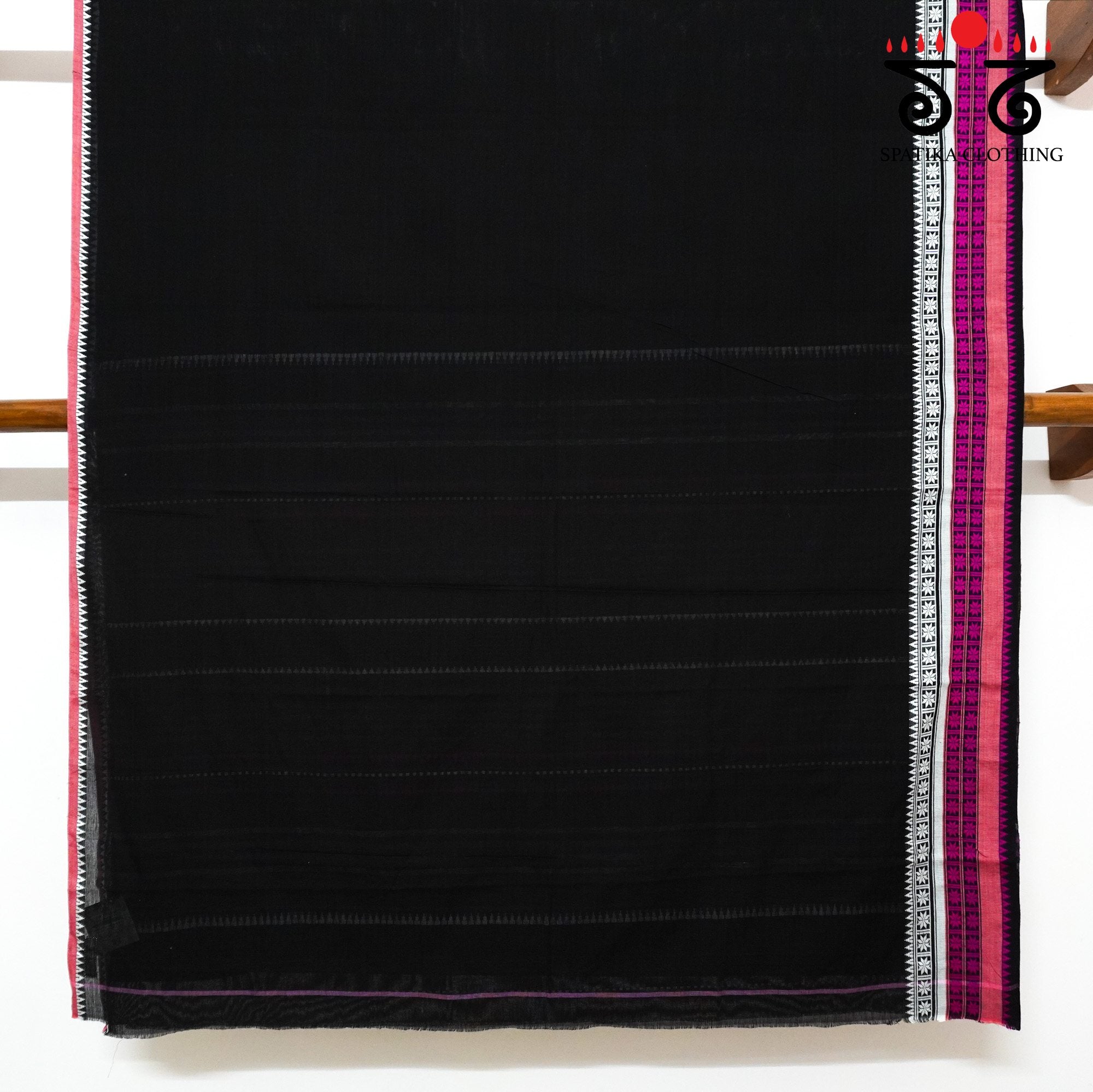 Black Begampur Handwoven Cotton Saree New!