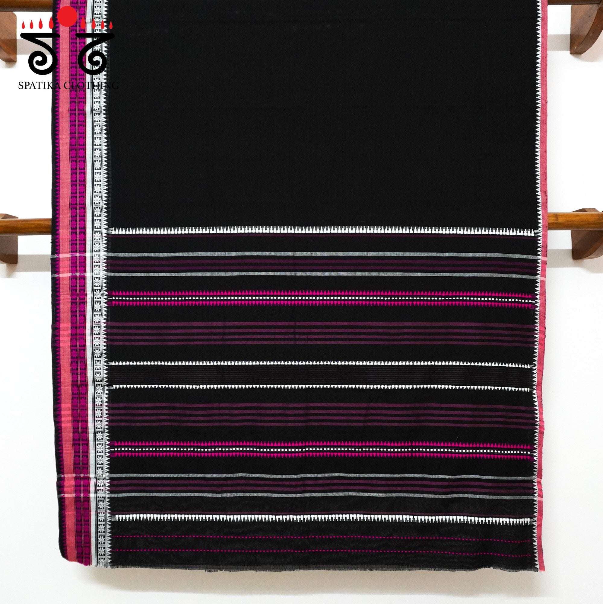 Black Begampur Handwoven Cotton Saree New!