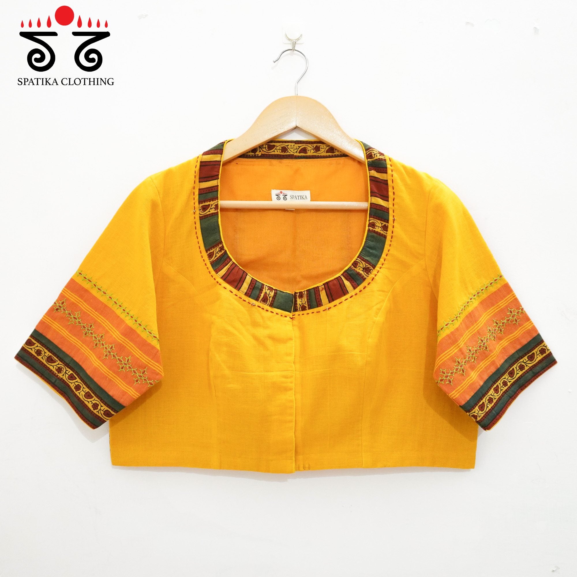 Yellow Pen Kalamkari - Hand Embroidered Blouse