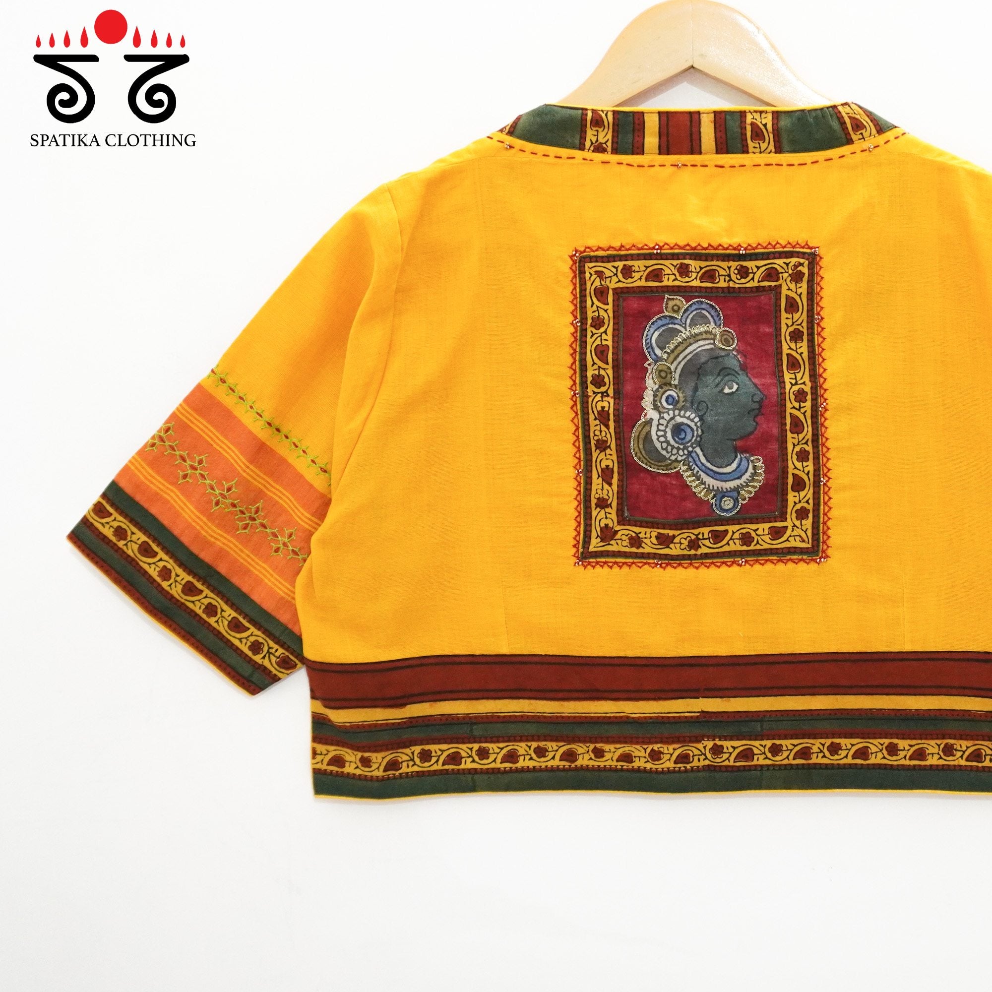 Yellow Pen Kalamkari - Hand Embroidered Blouse