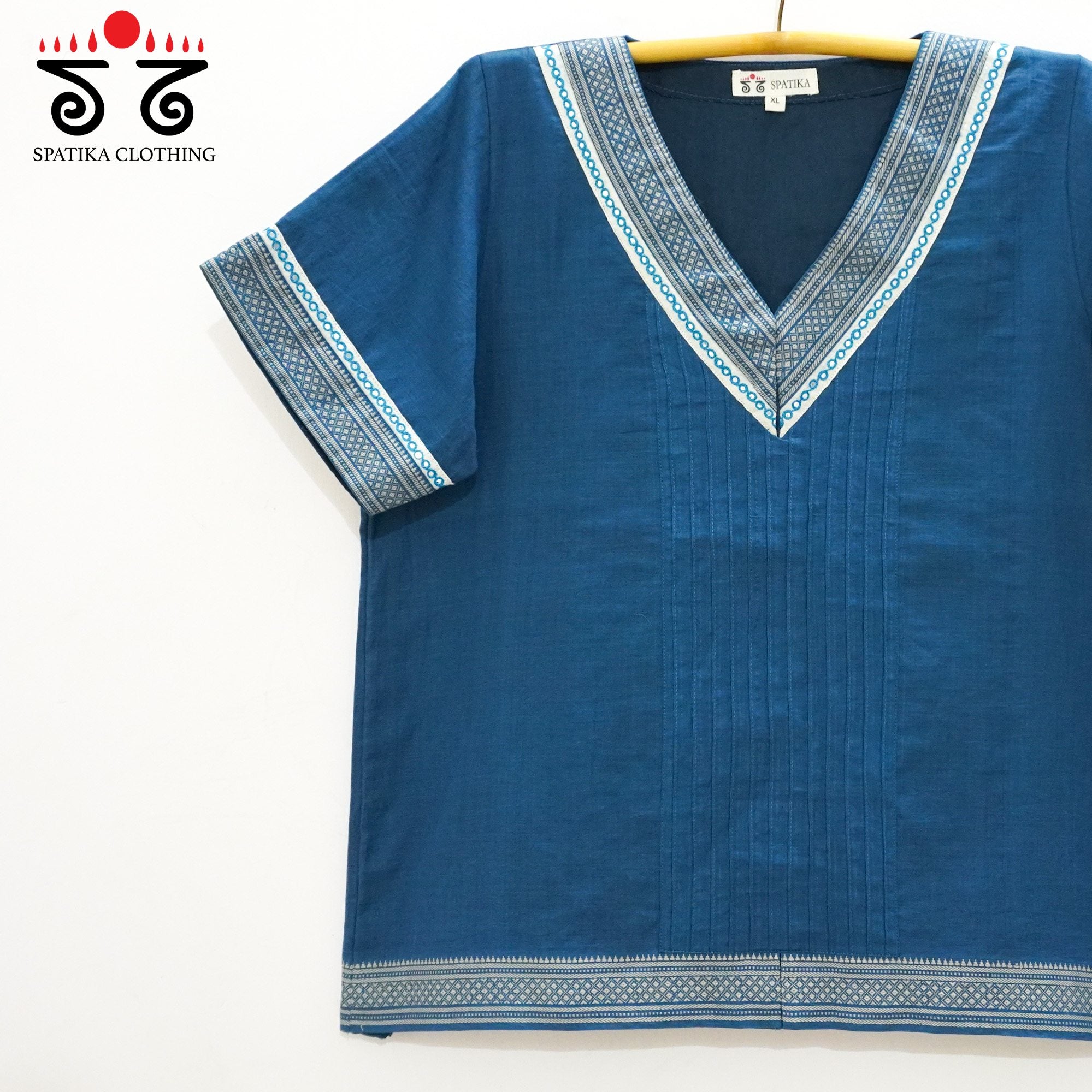 Blue Hand Embroidered women's Top