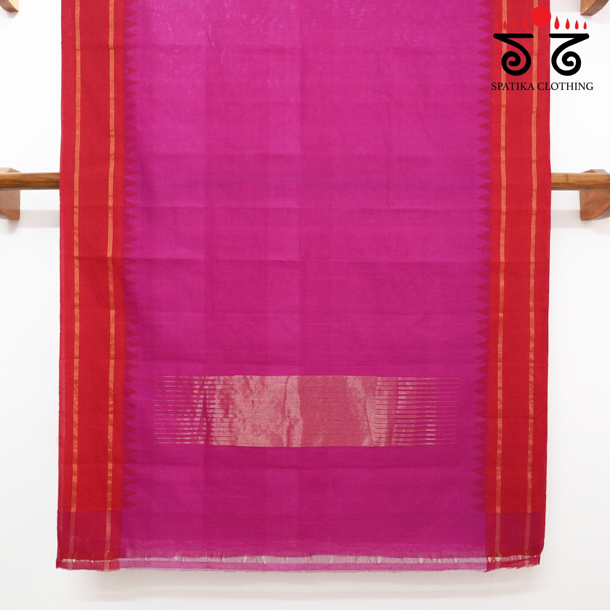 Rani Pink Ponduru Handspun Cotton Saree