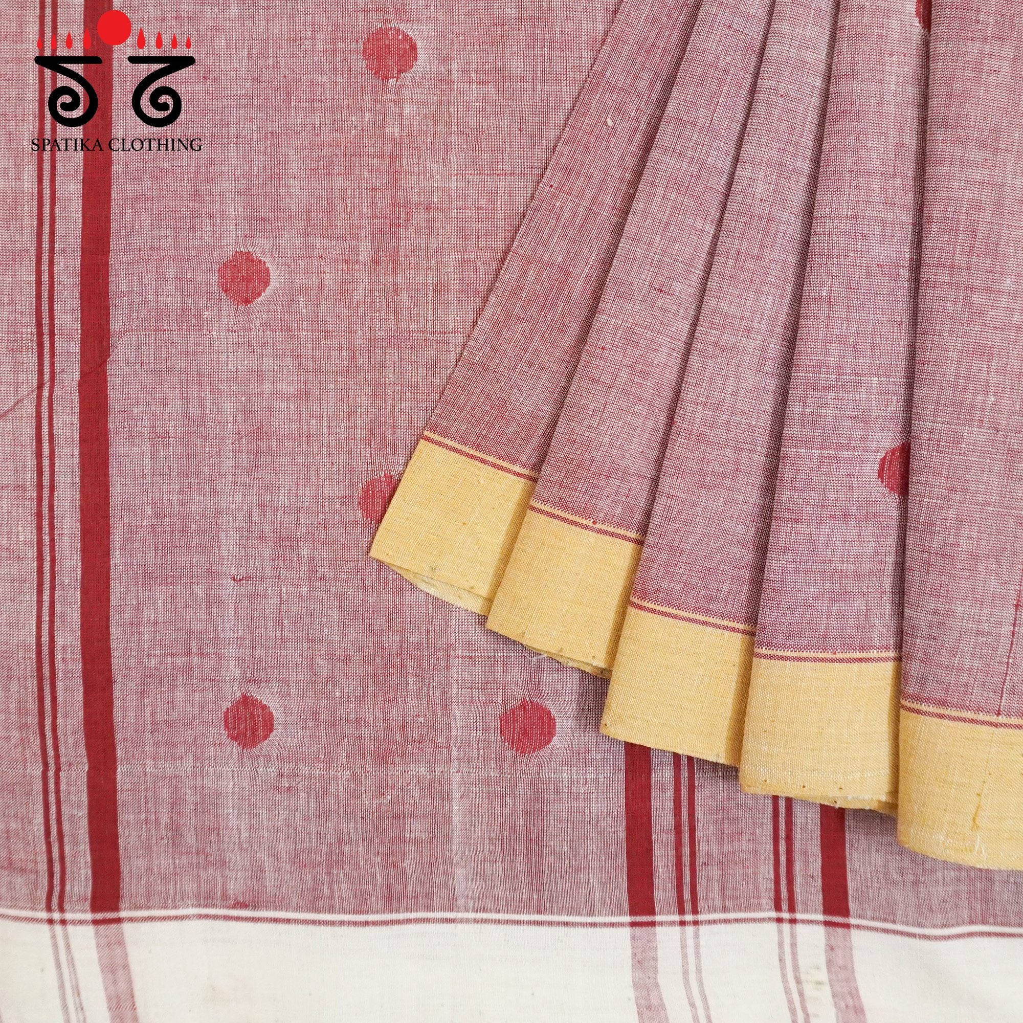 Pink Ponduru Handspun Cotton Saree - With Ajrak Special Blouse