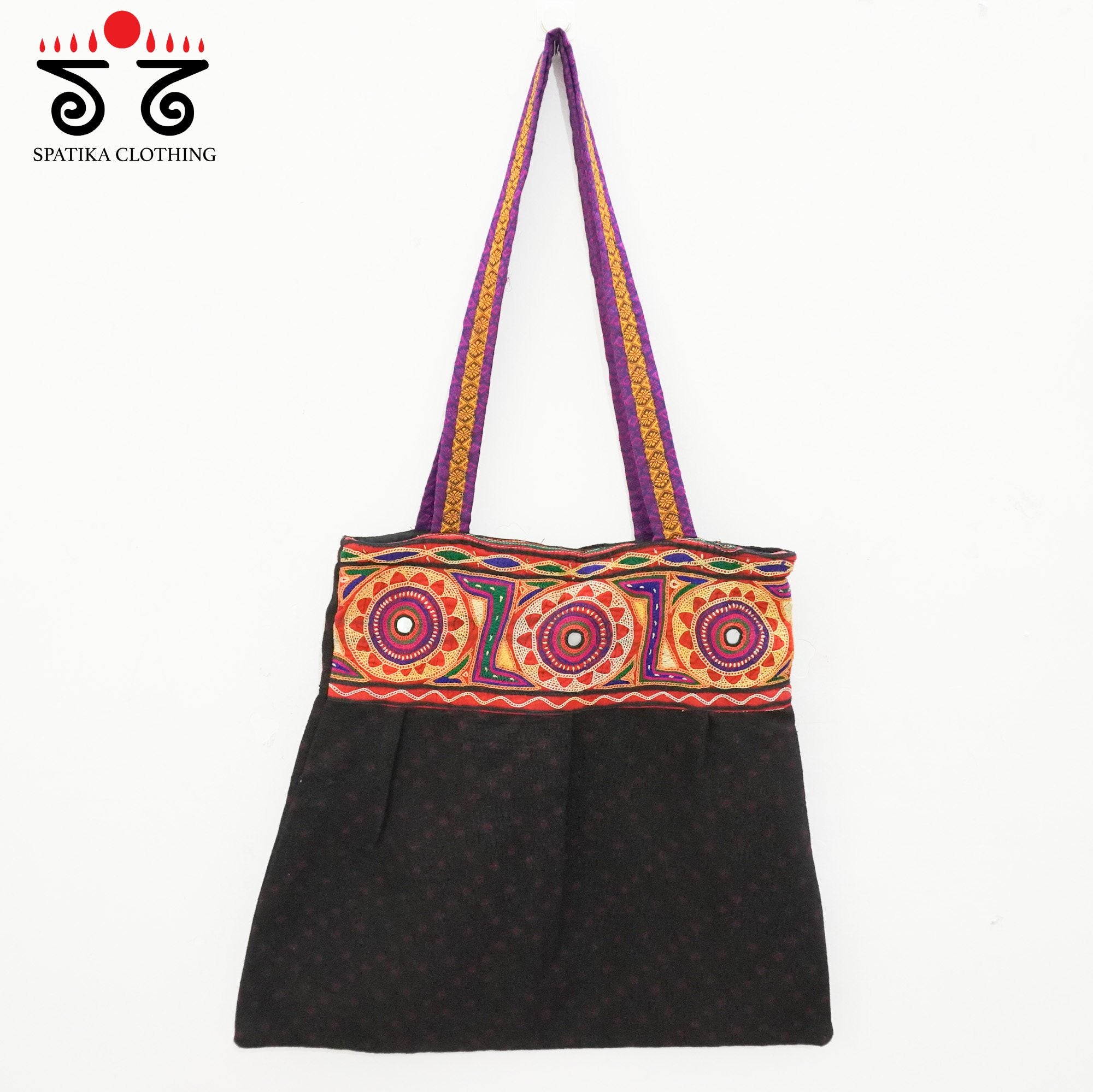 Black Lambani Hand Embroidered Hand Bag