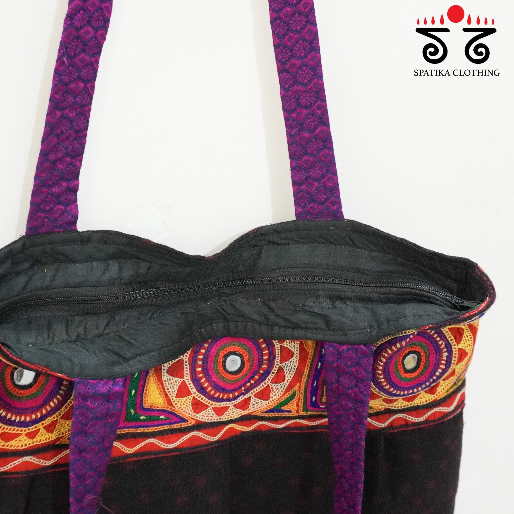 Black Lambani Hand Embroidered Hand Bag
