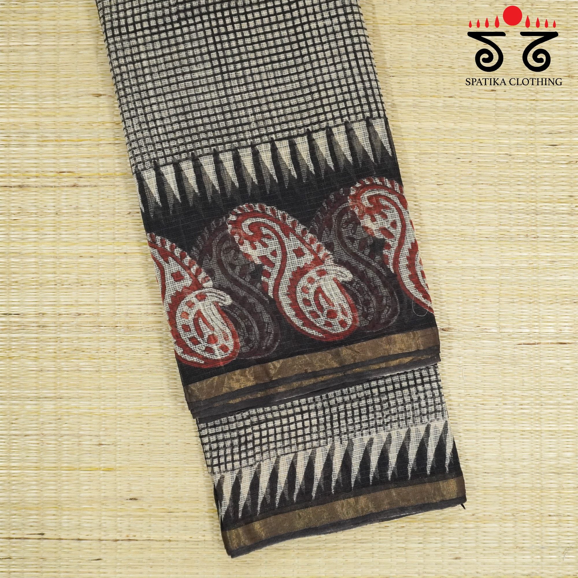 Black Kota Hand Block Printed Saree