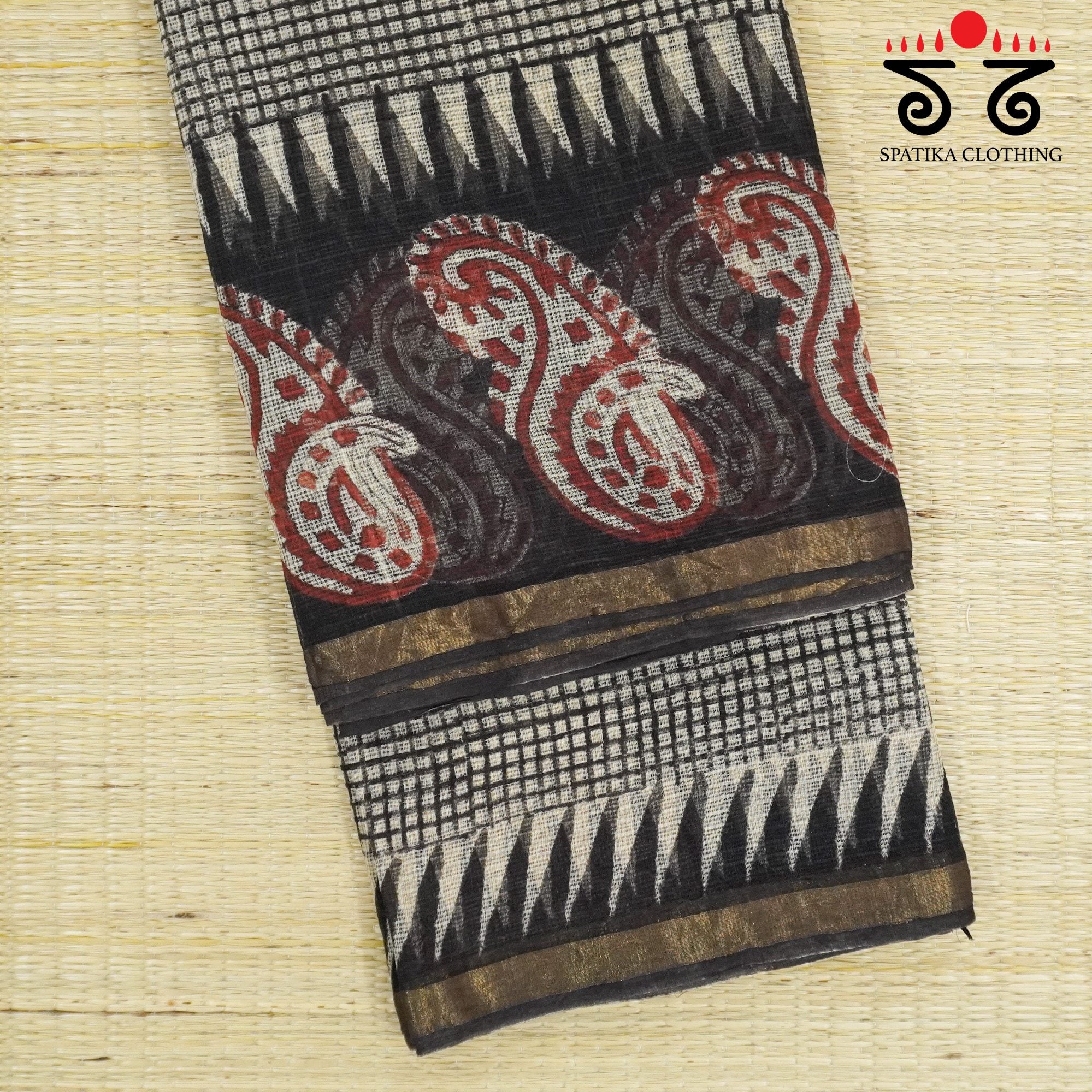 Black Kota Hand Block Printed Saree