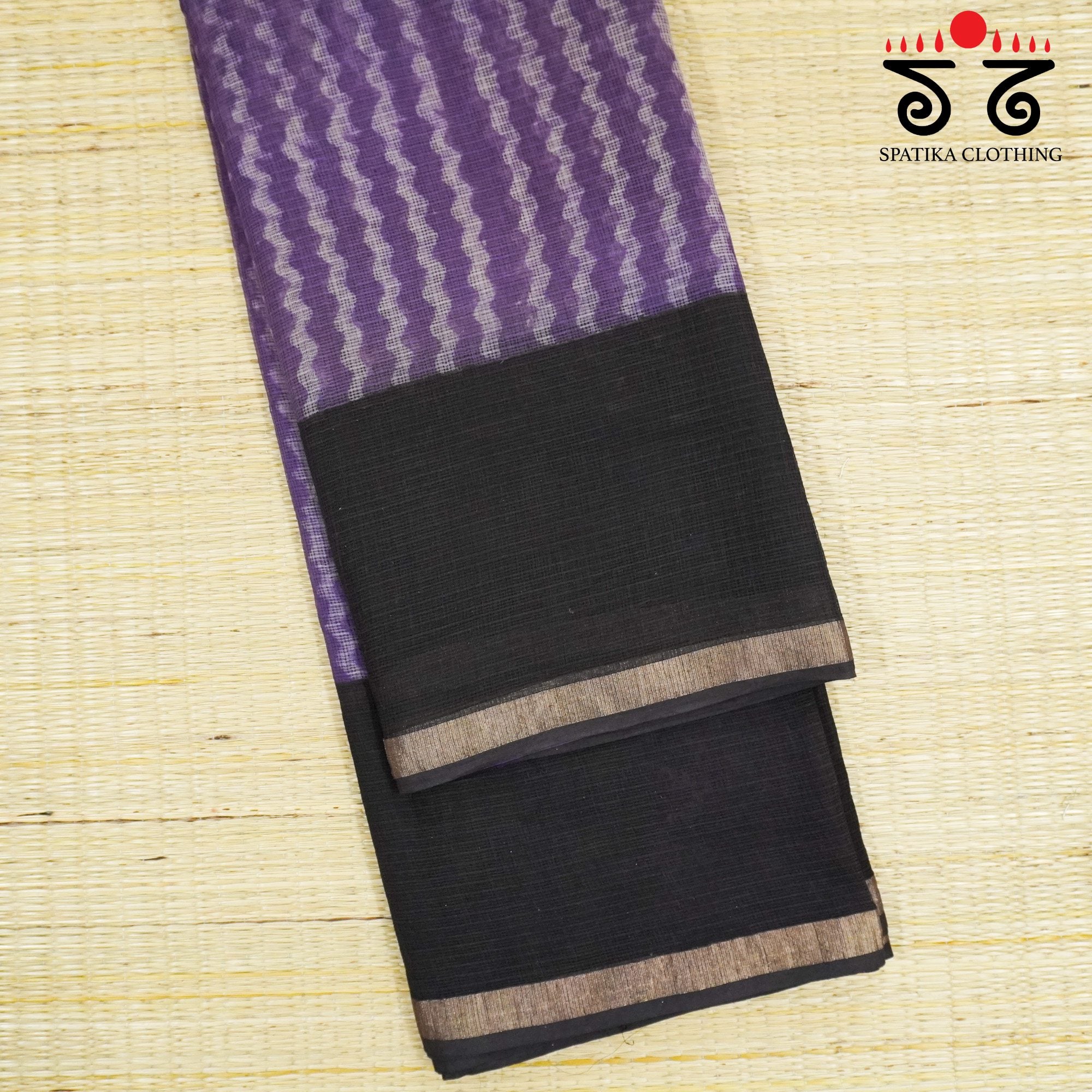 Purple Kota Hand Block Printed Saree