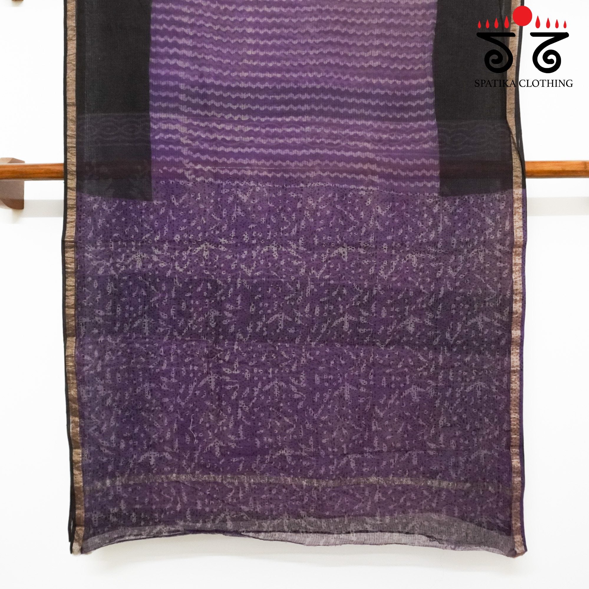 Purple Kota Hand Block Printed Saree