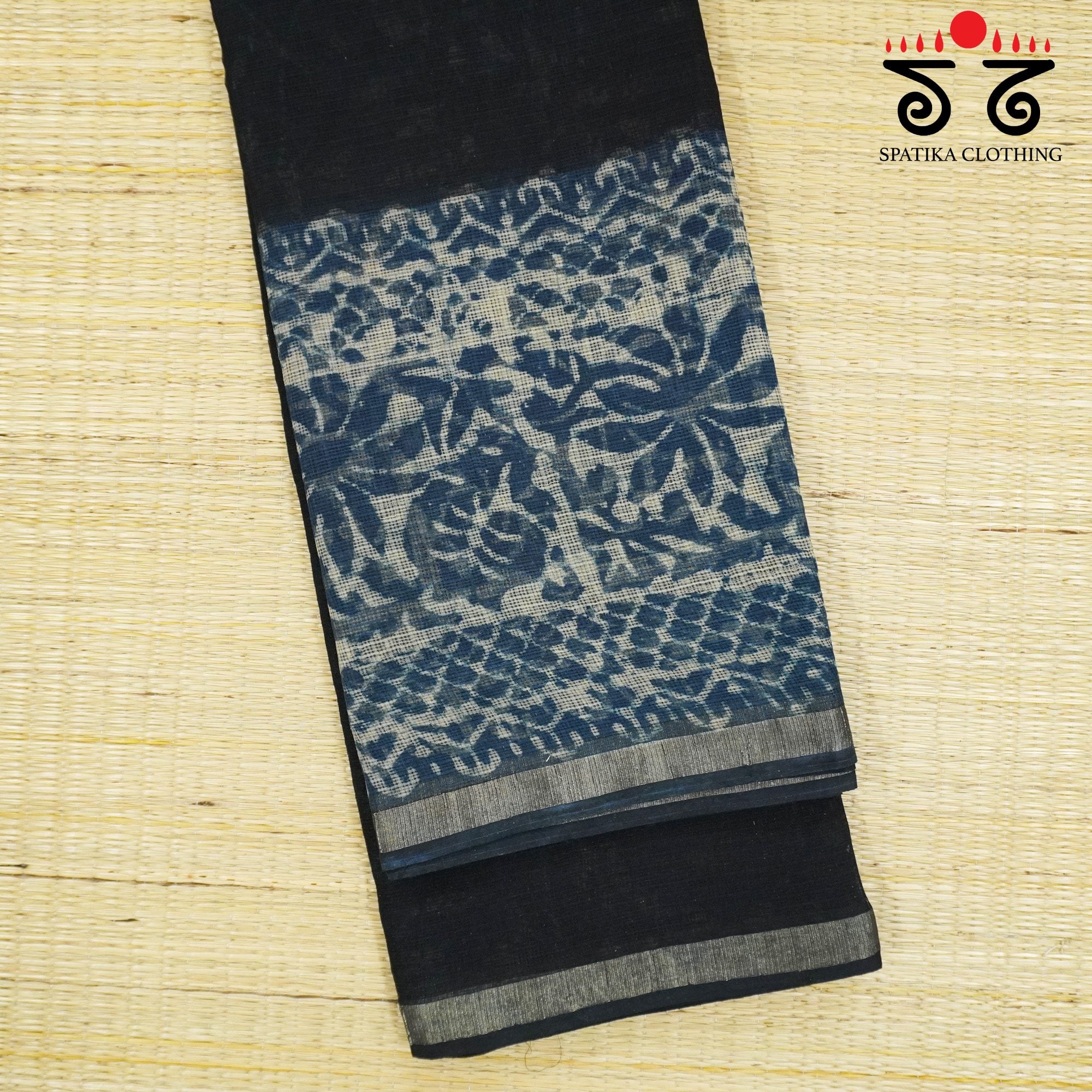 Blue Kota Hand Block Printed Saree
