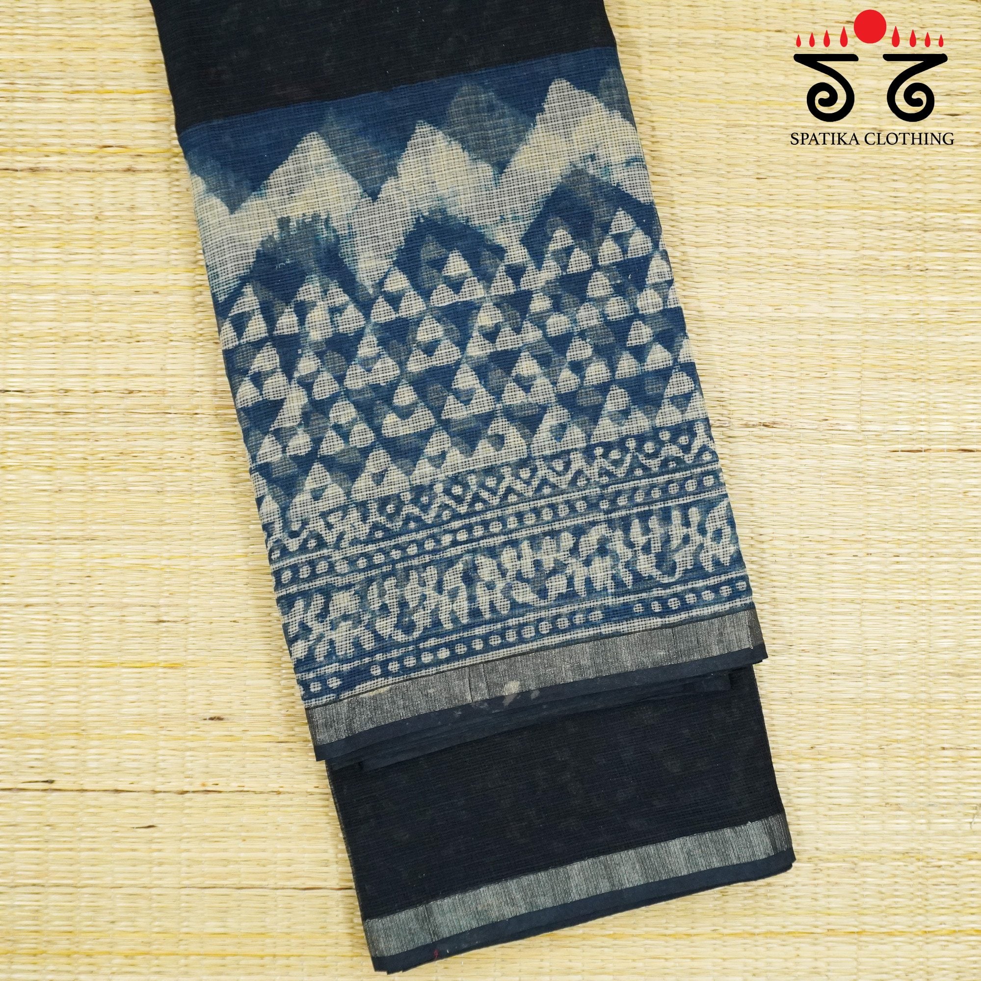 Blue Kota Hand Block Printed Saree