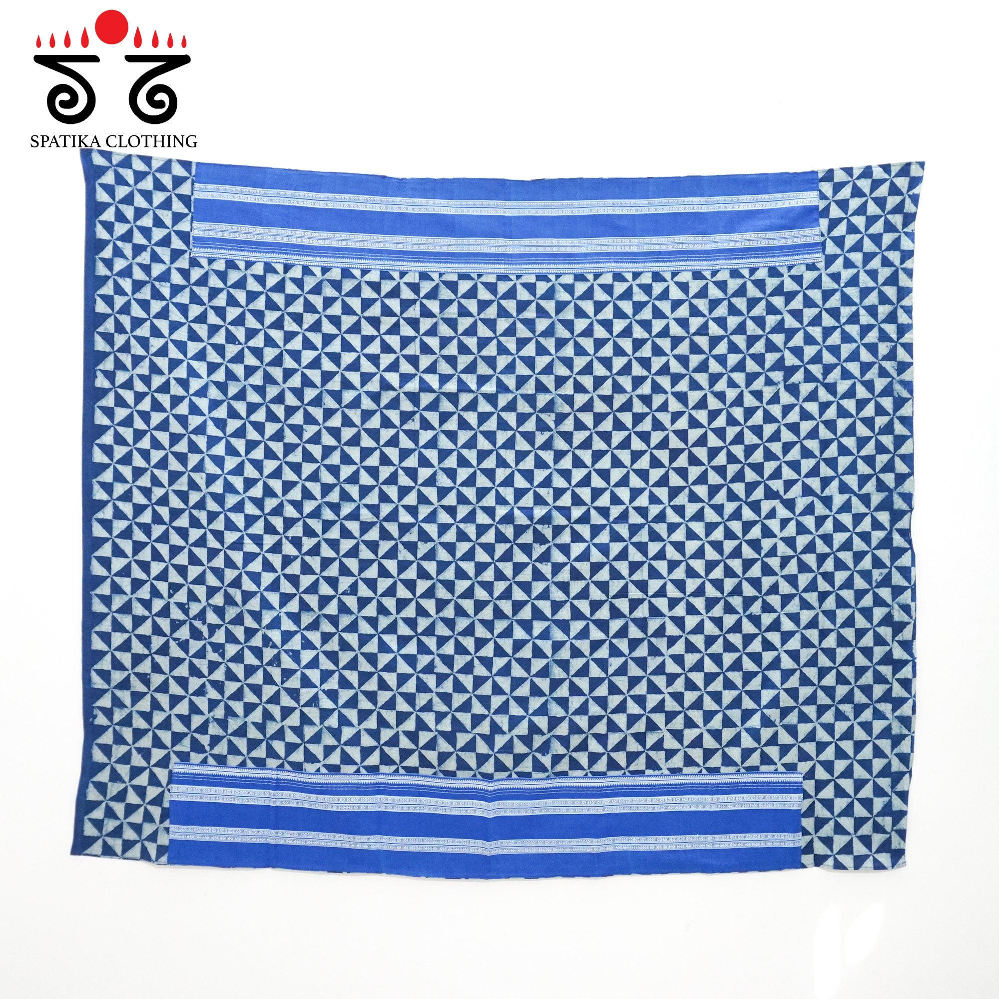 Blue Ilkal Handwoven Cotton Saree - Ajrak Blouse