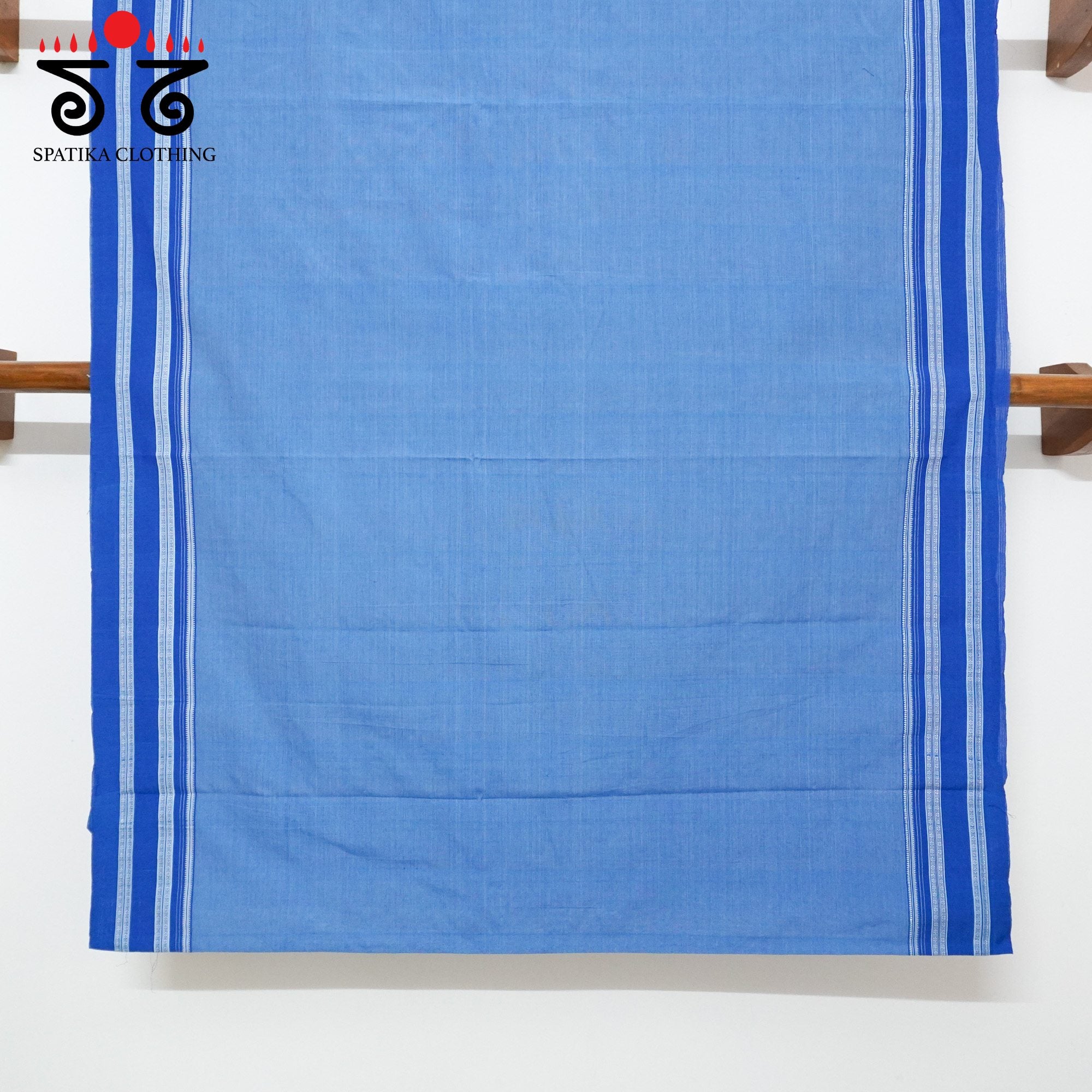 Blue Ilkal Handwoven Cotton Saree - Ajrak Blouse