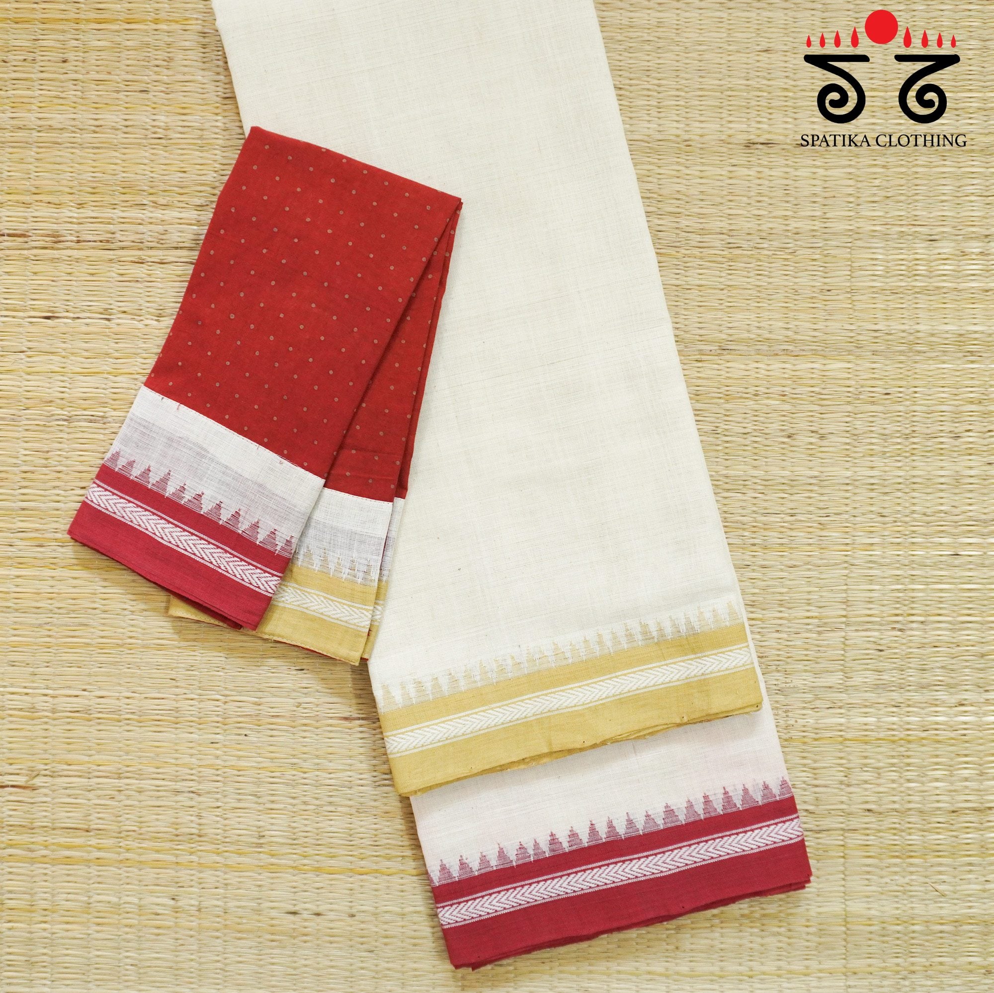 Off-White Ponduru Handspun Cotton Saree With Special Blouse