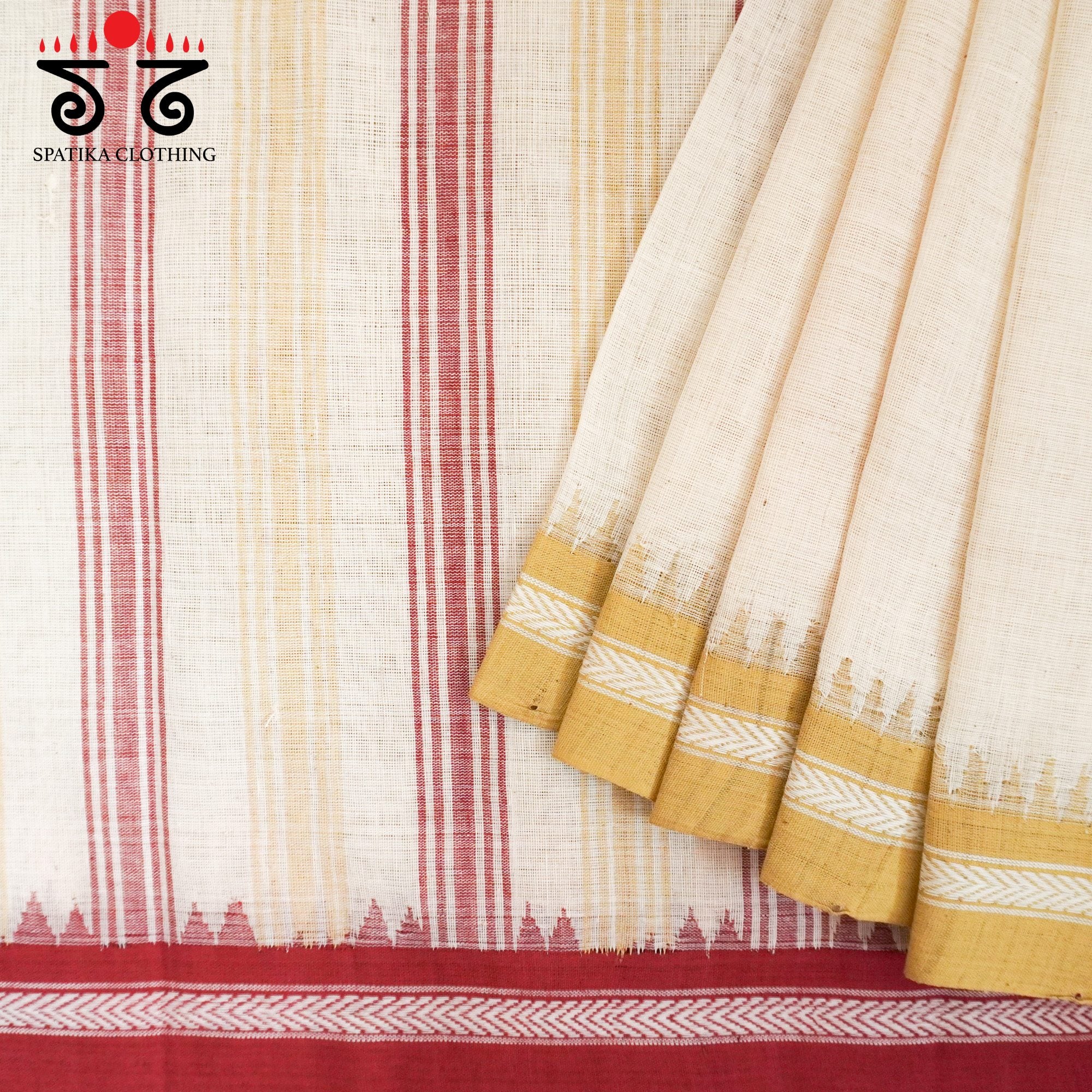 Off-White Ponduru Handspun Cotton Saree
