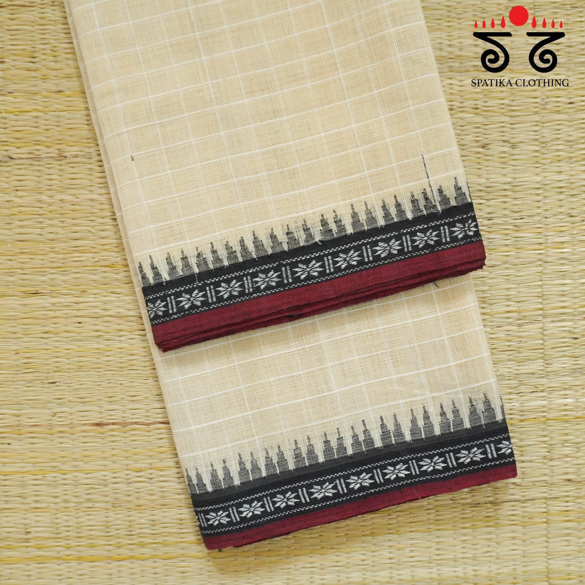 Beige Ponduru Handspun Cotton Saree