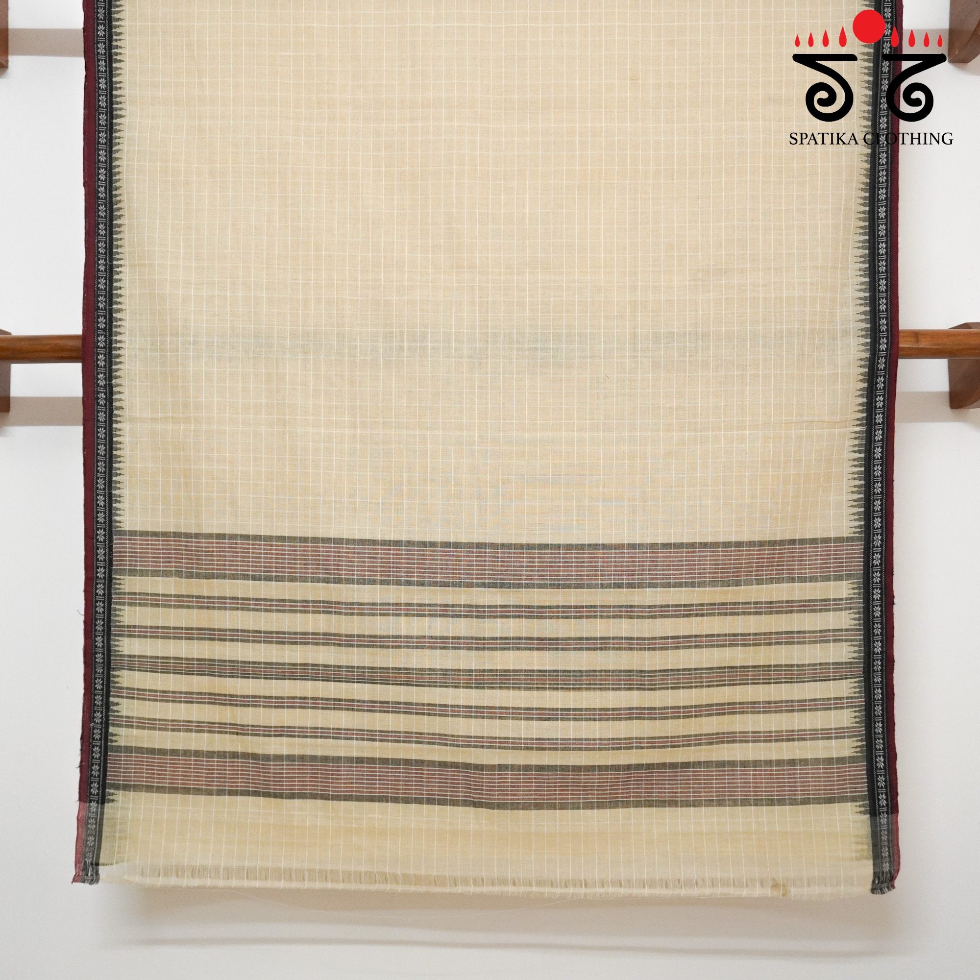 Beige Ponduru Handspun Cotton Saree