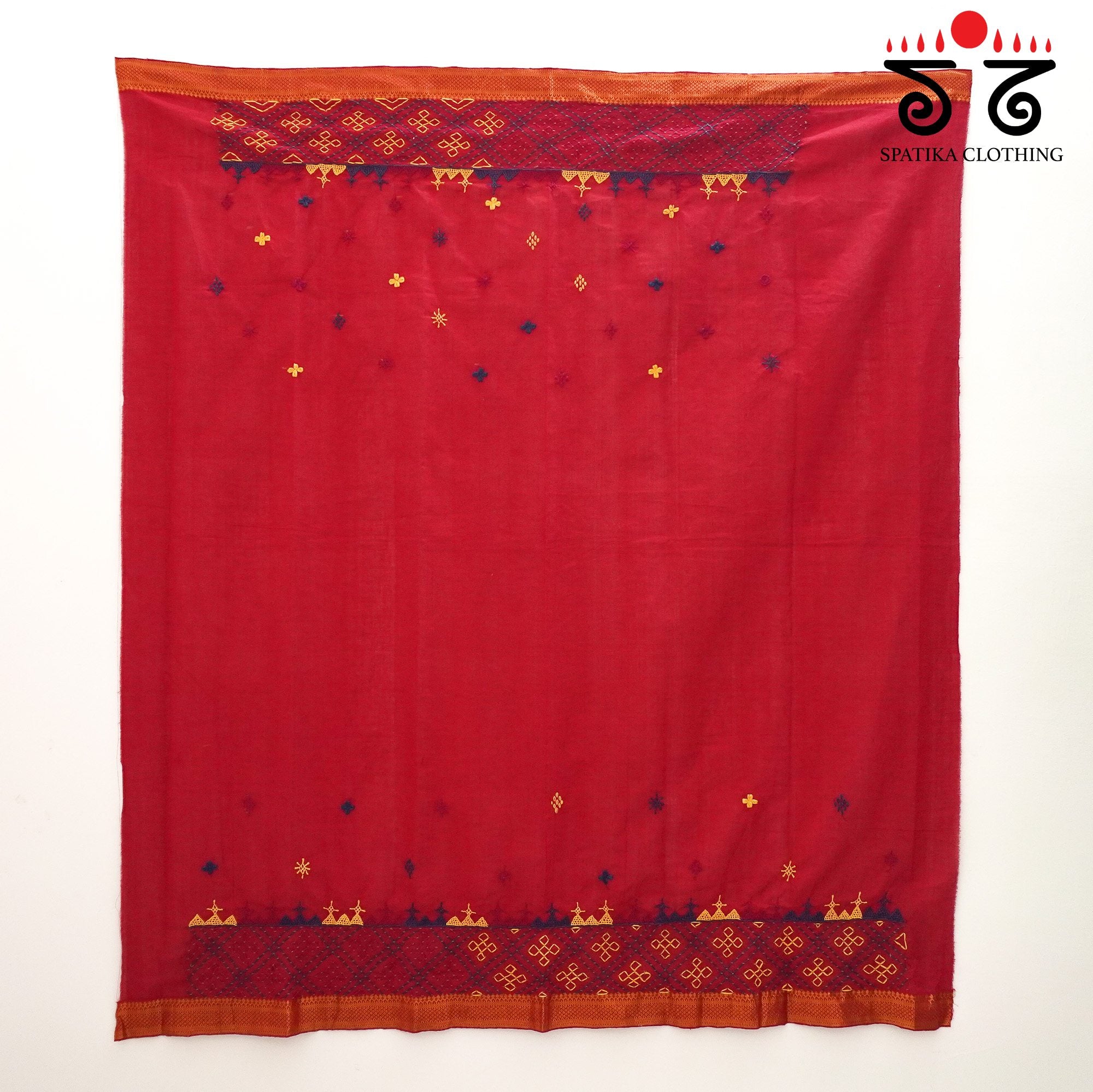 Red Lambani Hand-embroidered Blouse Fabric