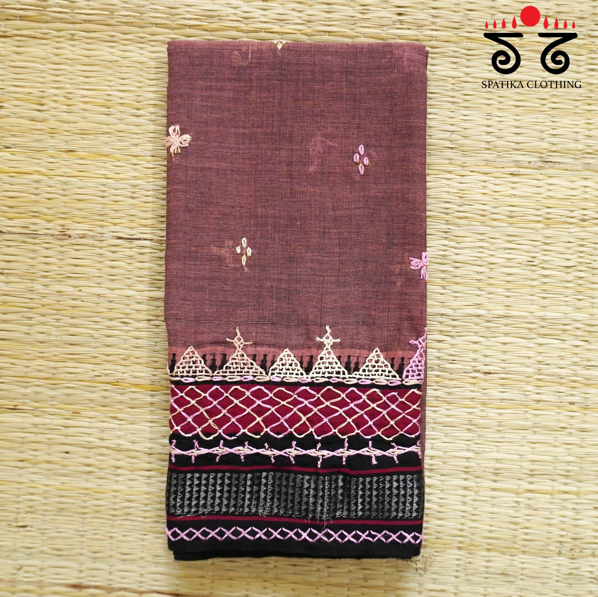 Brown Lambani Hand-embroidered Blouse Fabric