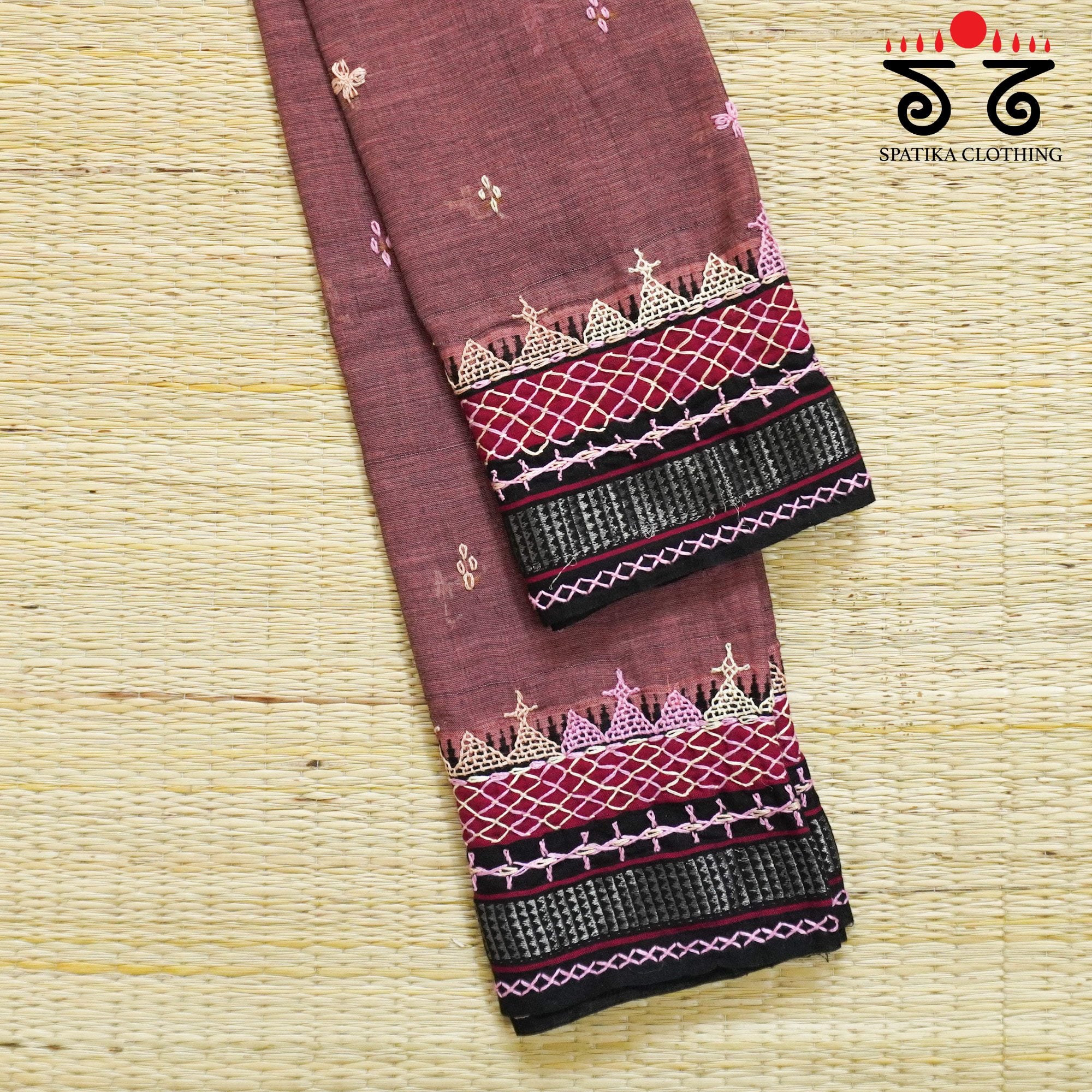 Brown Lambani Hand-embroidered Blouse Fabric