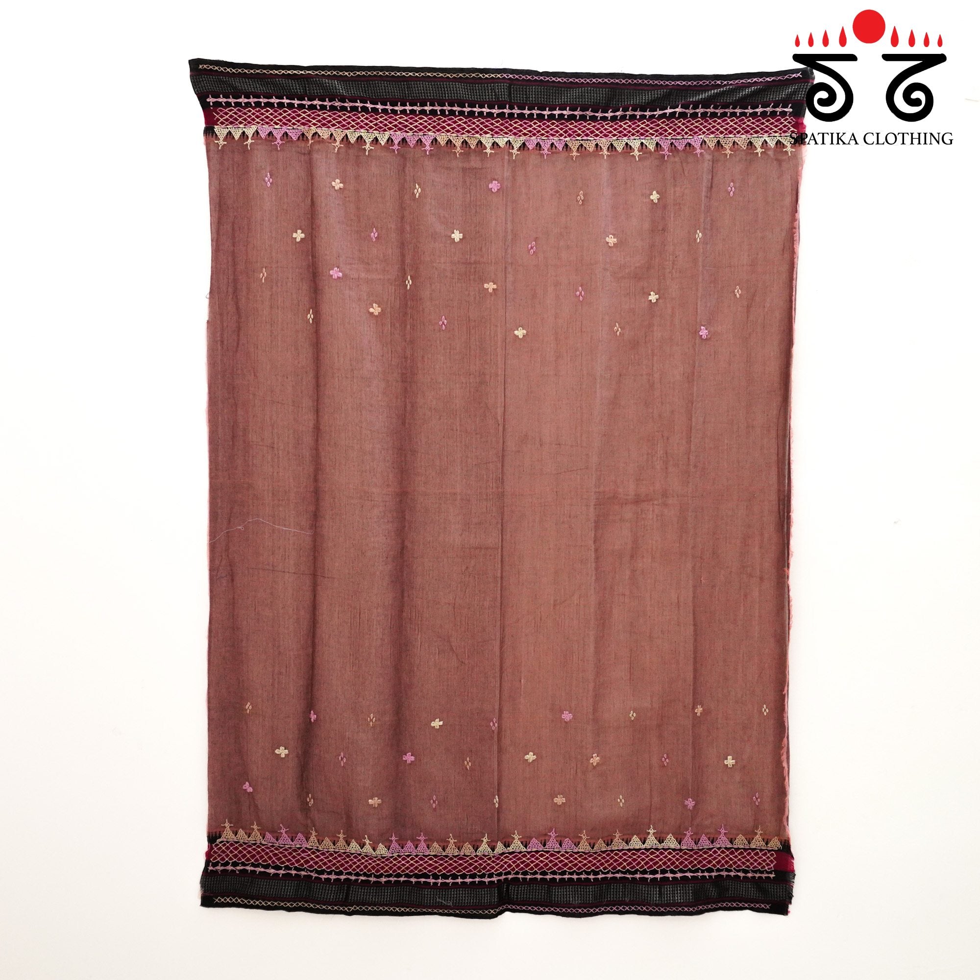 Brown Lambani Hand-embroidered Blouse Fabric