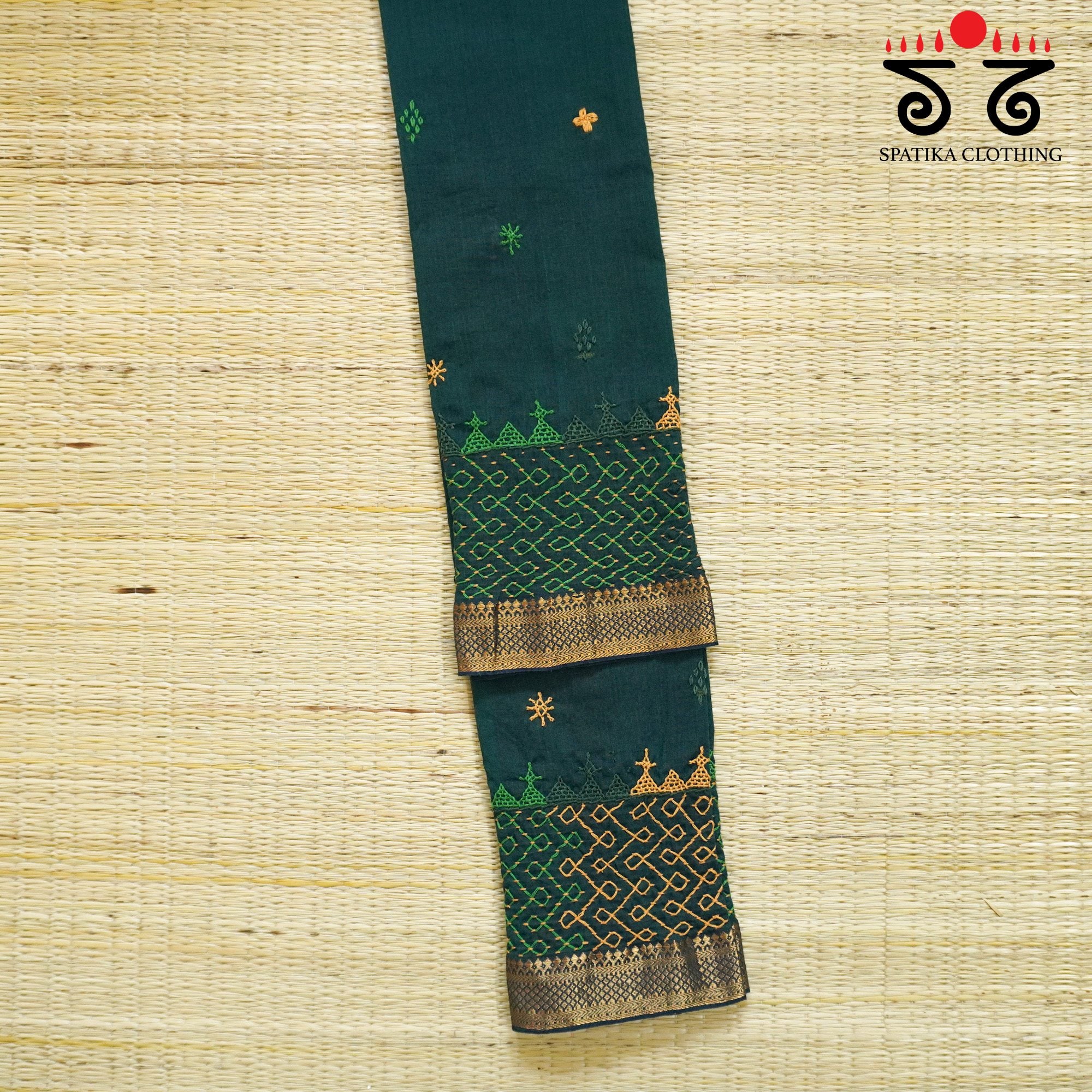 Green Lambani Hand-embroidered Blouse Fabric