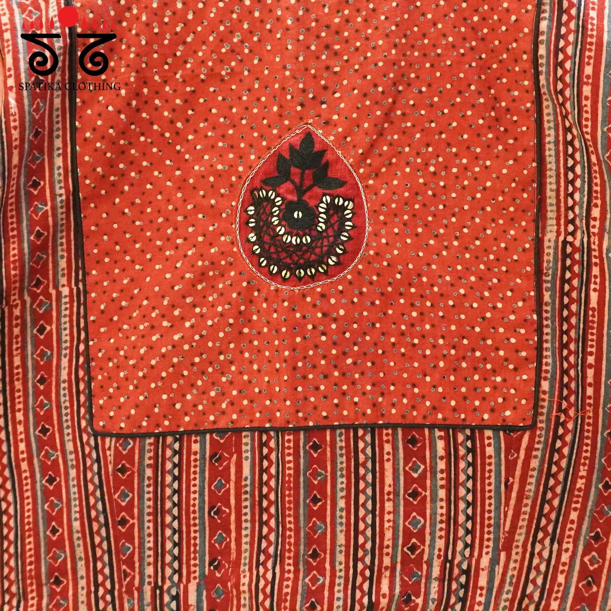 Brick Inlay & Yoke handcrafted blouse in natural dyes