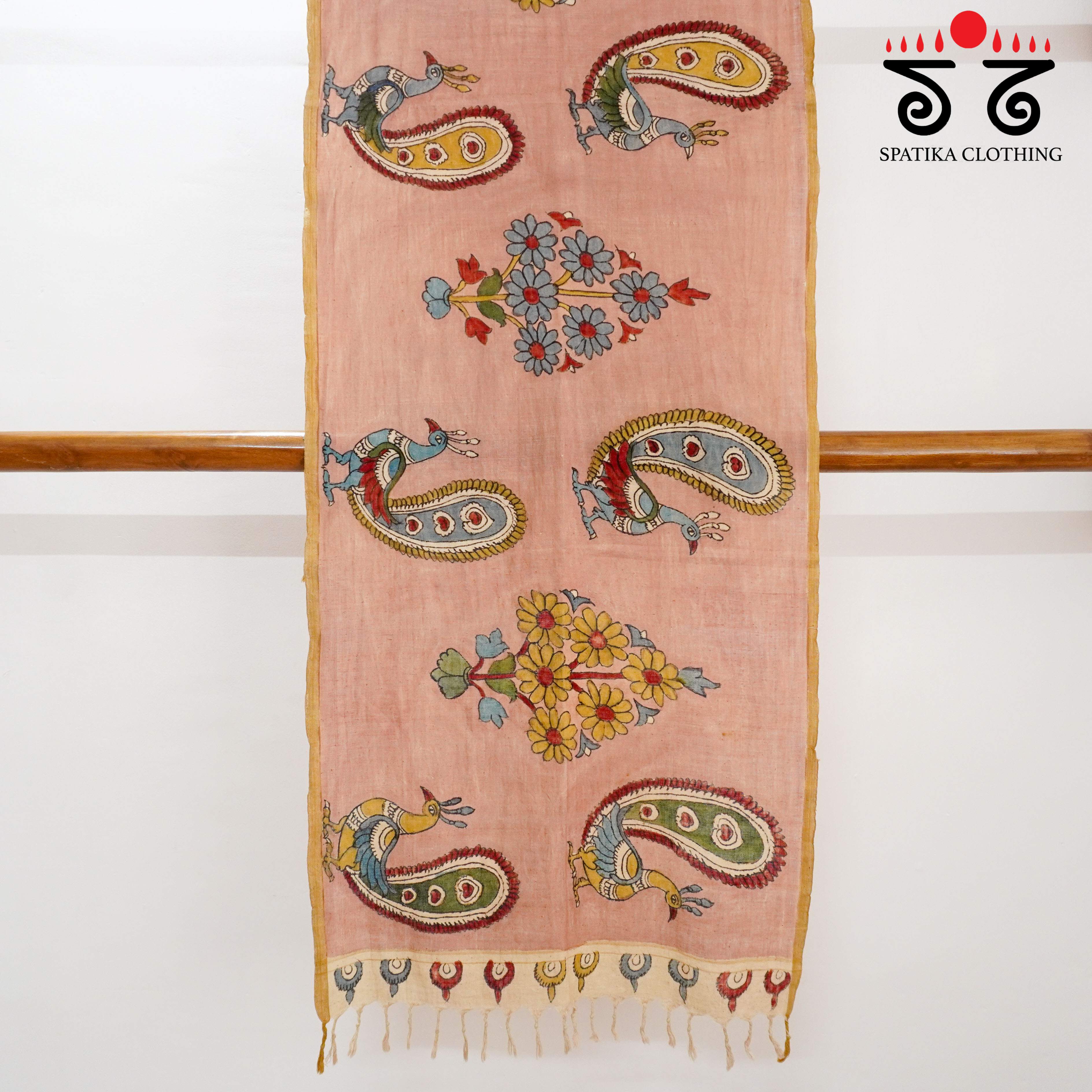Pink Kalamkari Ponduru Stole