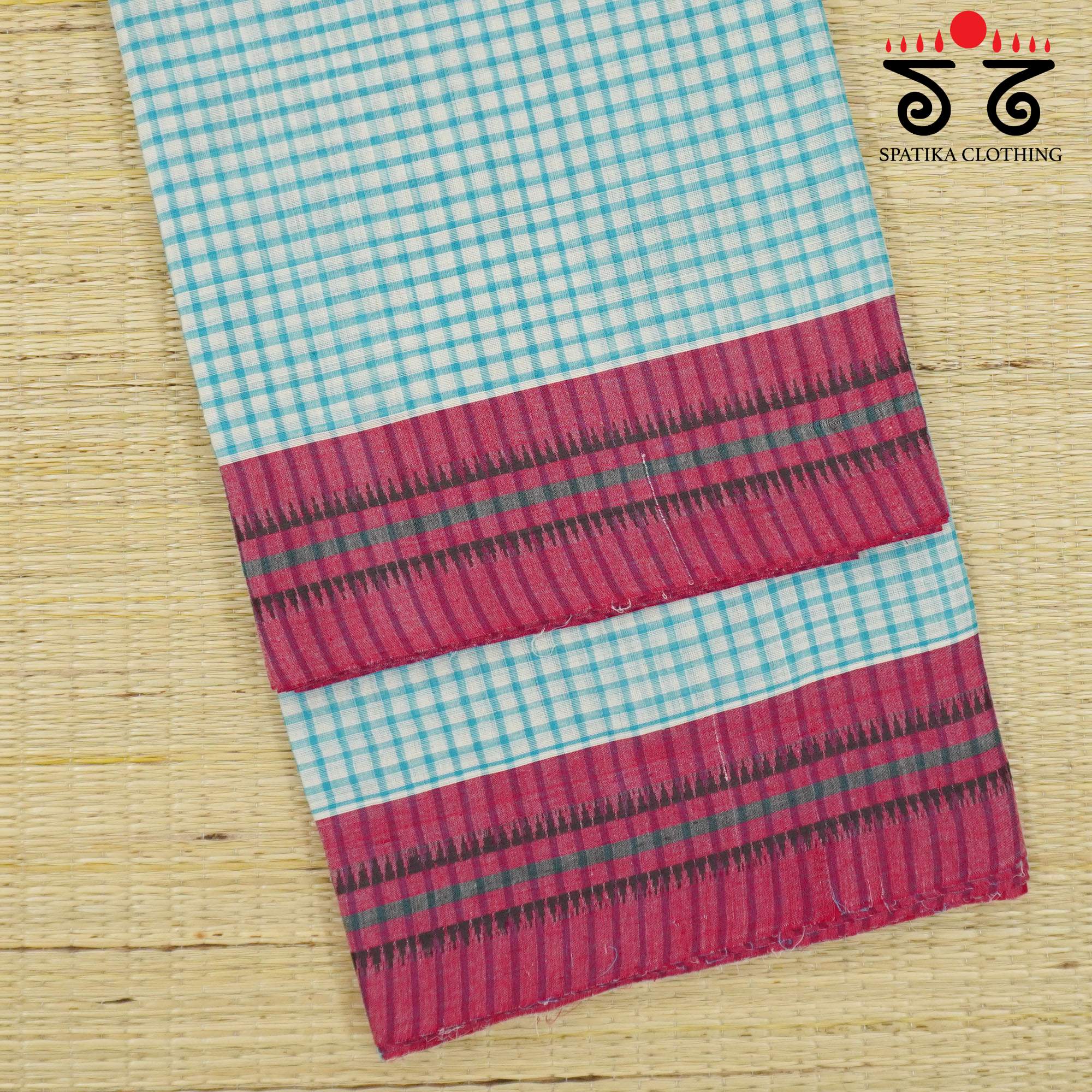 Light Blue Andhra Handwoven Cotton Saree