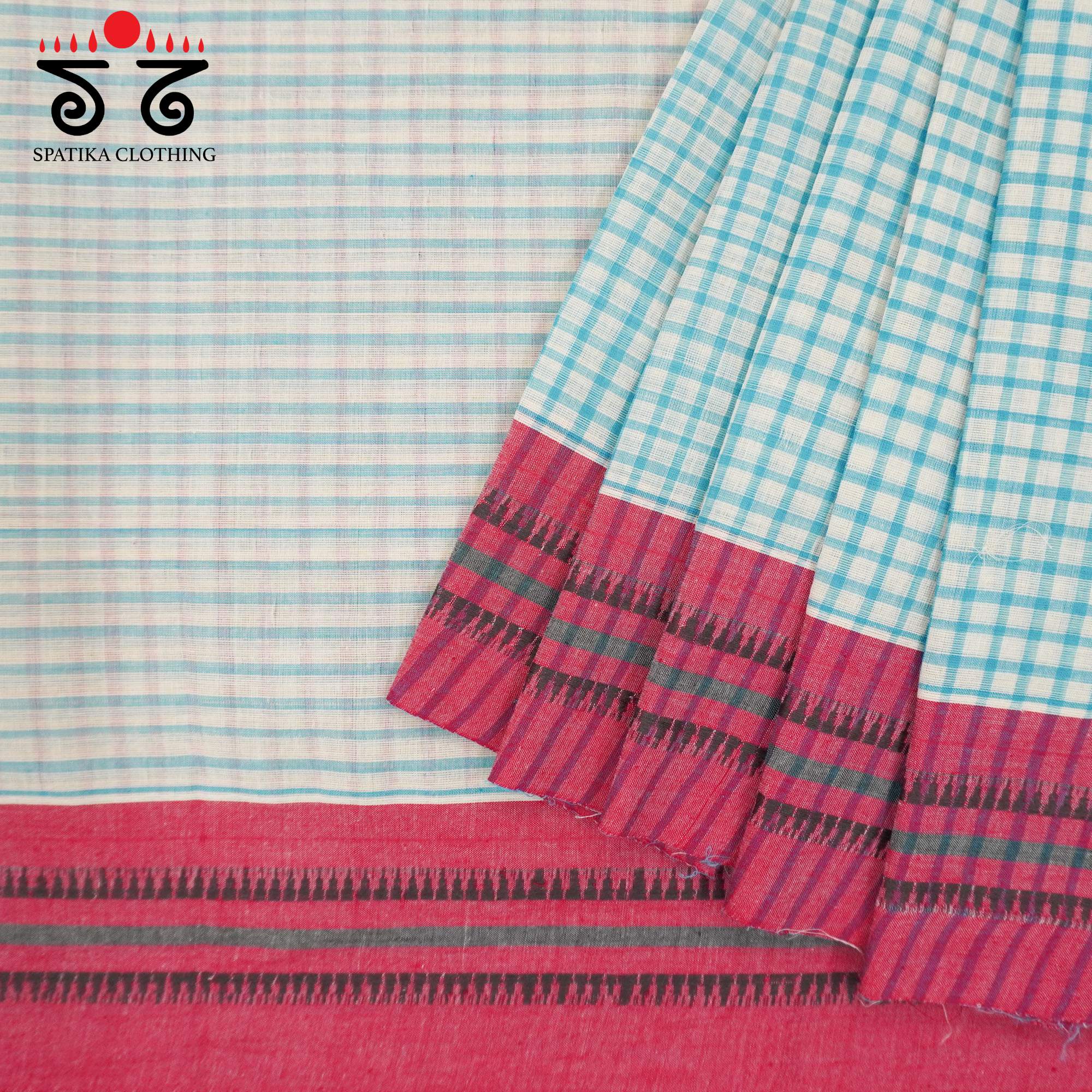 Light Blue Andhra Handwoven Cotton Saree