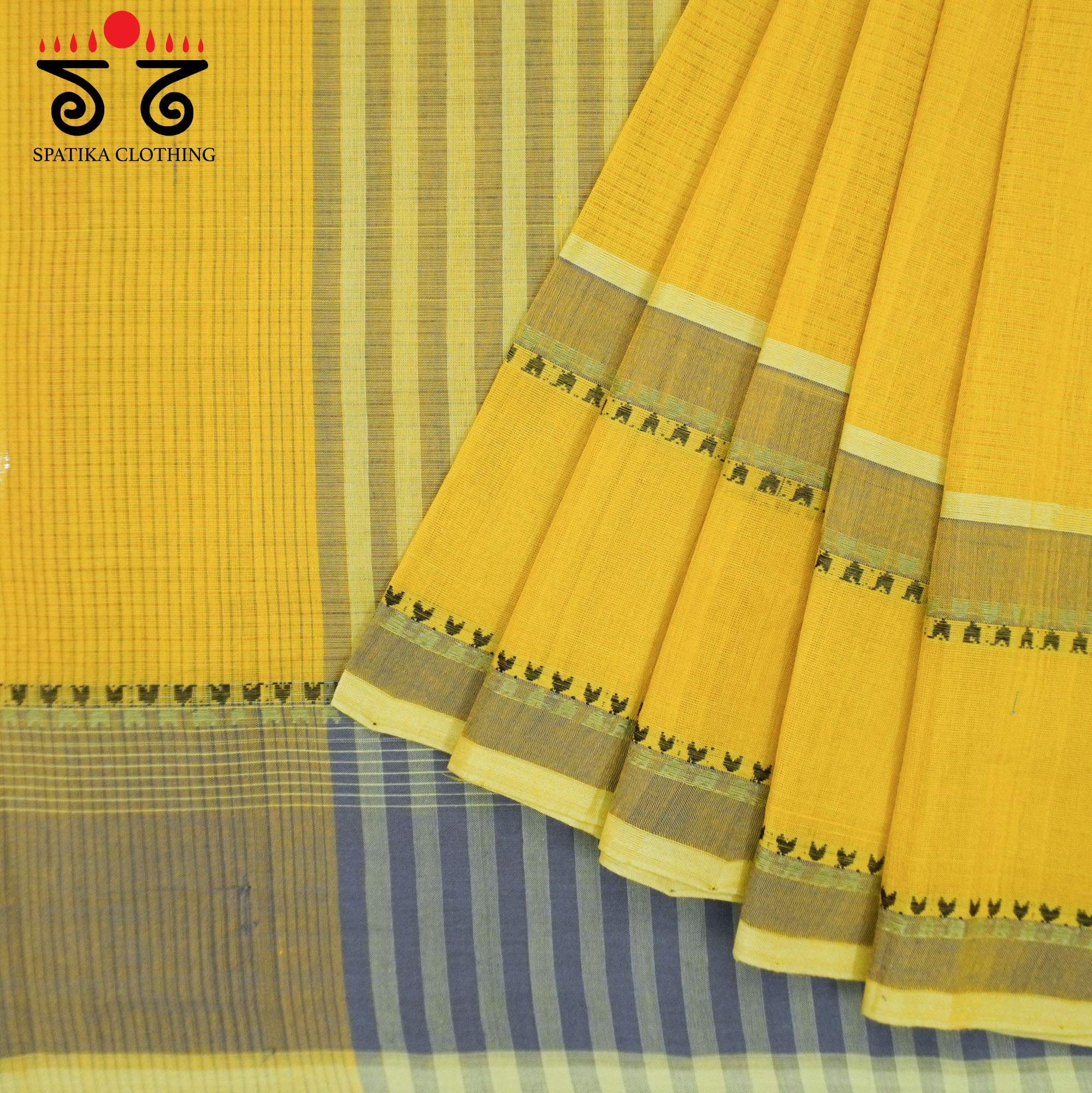 Yellow Andhra Handwoven Cotton Saree