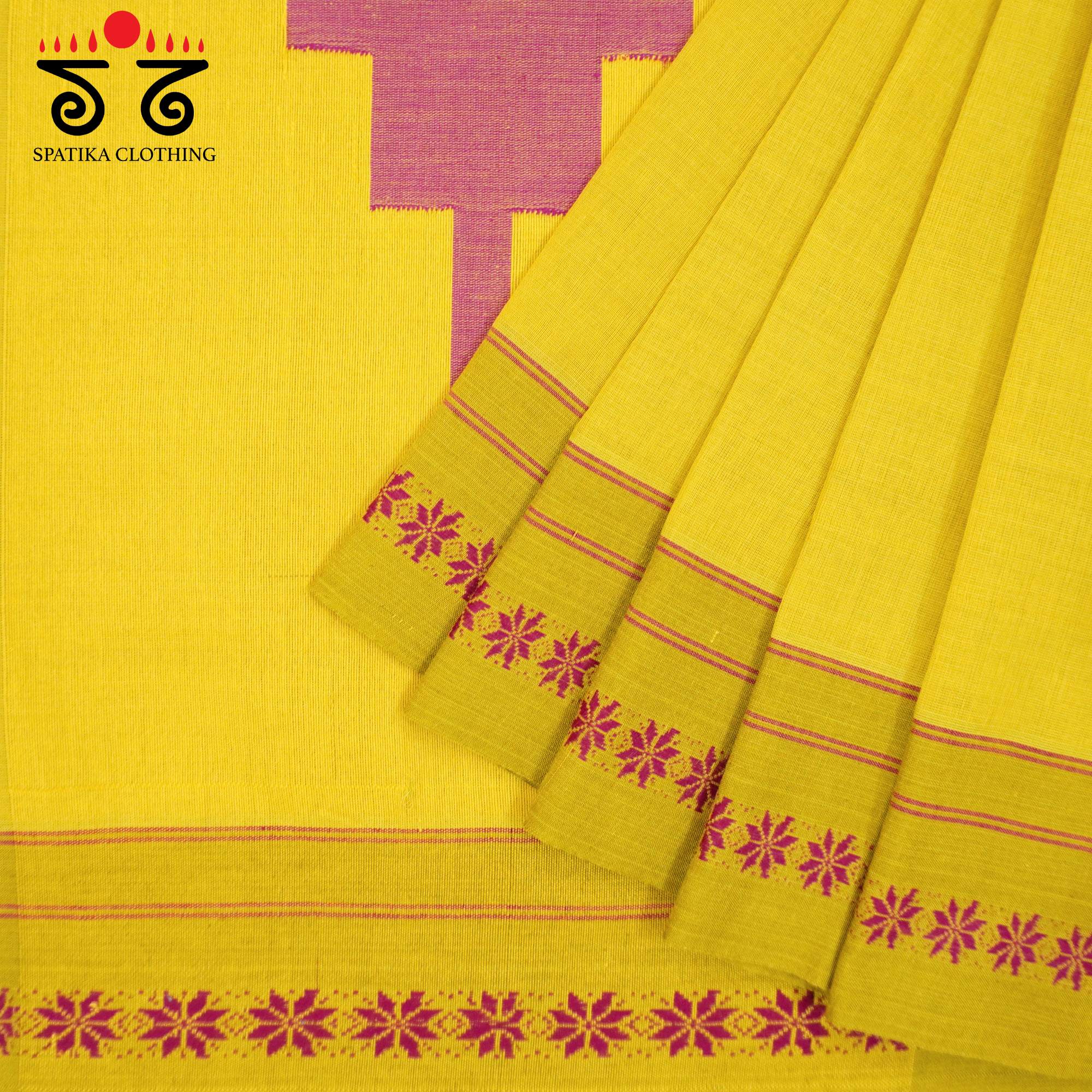Yellow Andhra Handwoven Cotton Saree