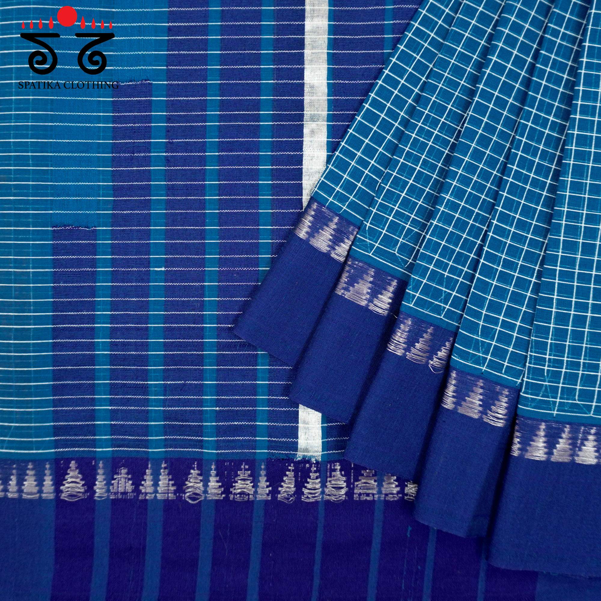 Blue Andhra Handwoven Cotton Saree