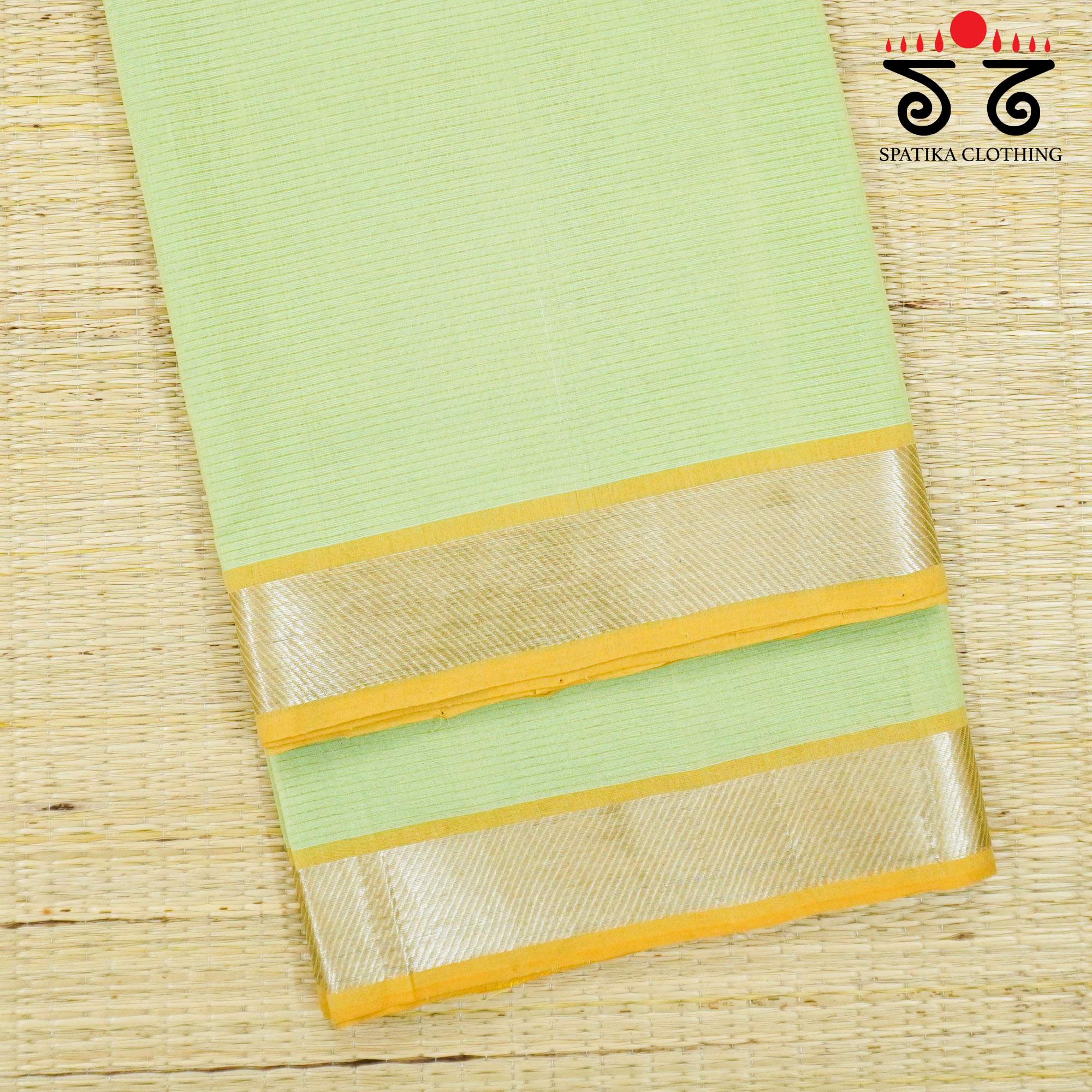 Pista Green Andhra Handwoven Cotton Saree