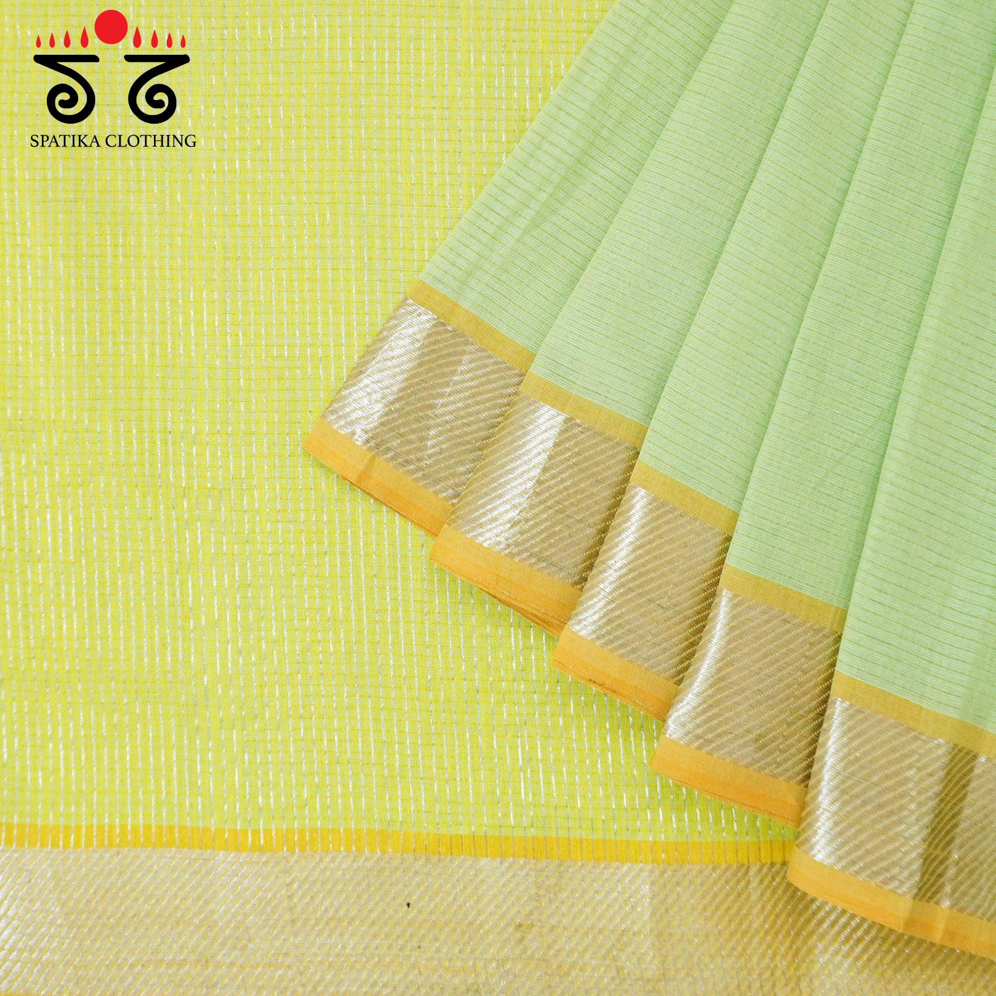 Pista Green Andhra Handwoven Cotton Saree