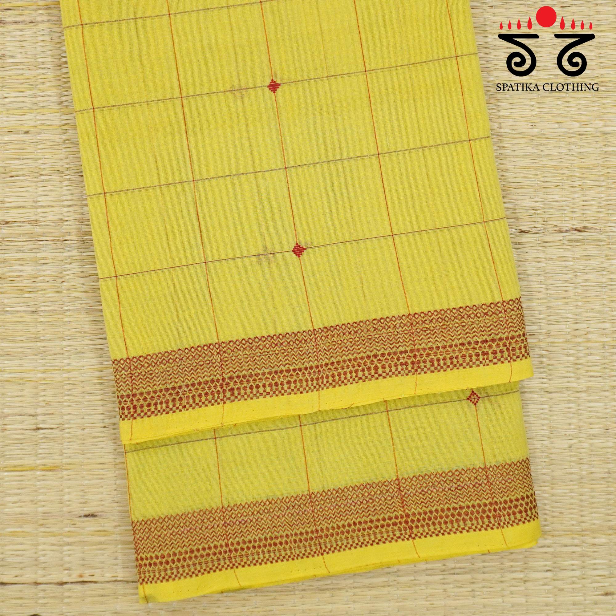 Light Yellow Andhra Handwoven Cotton Saree