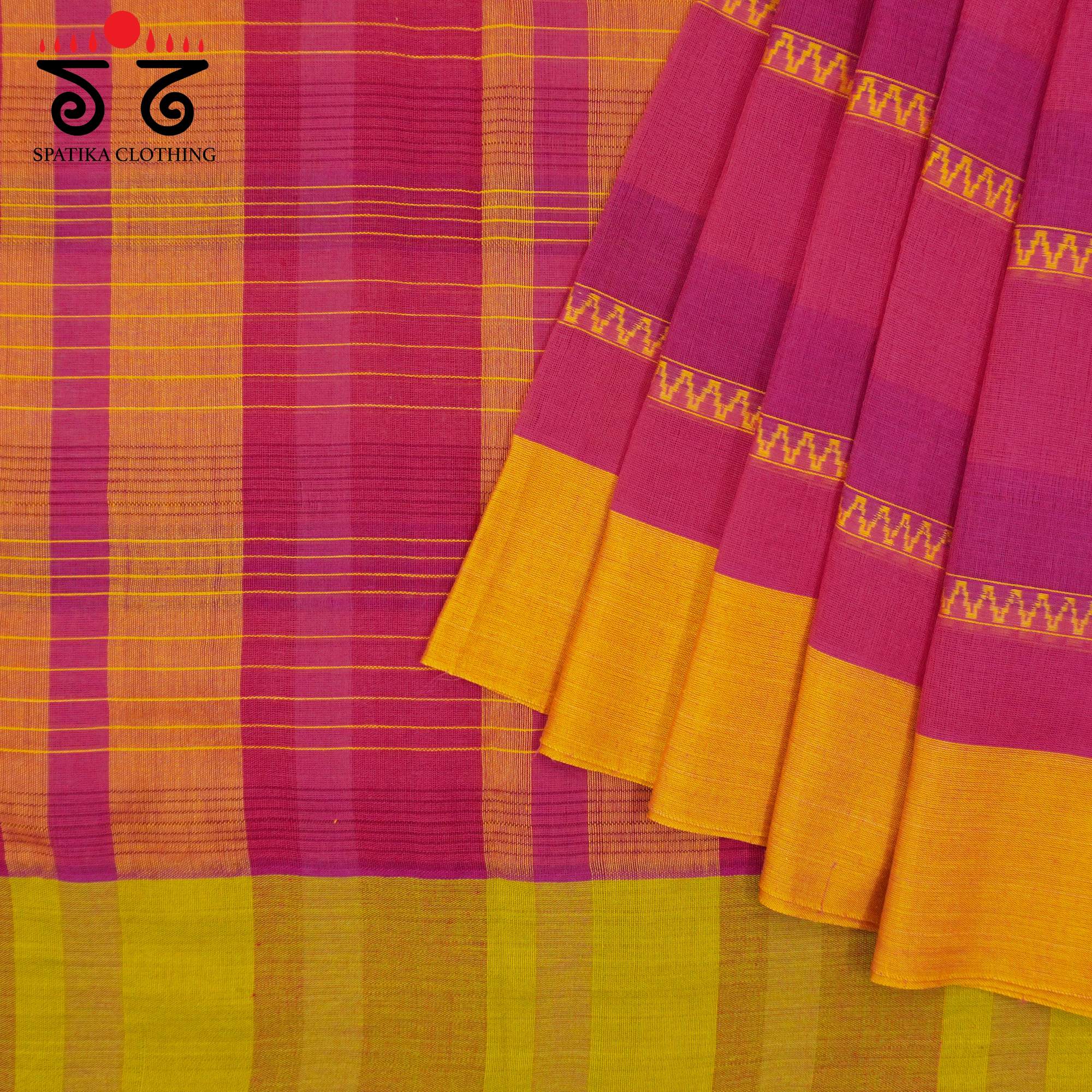 Pink Andhra Handwoven Cotton Saree