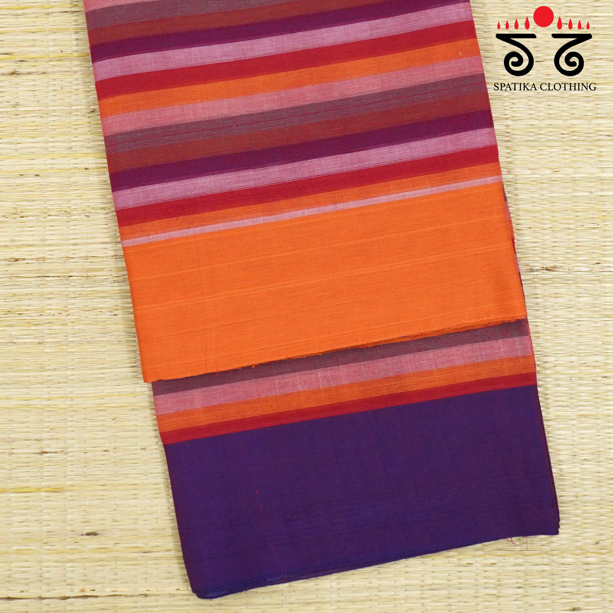 Red Multi Andhra Handwoven Cotton Saree