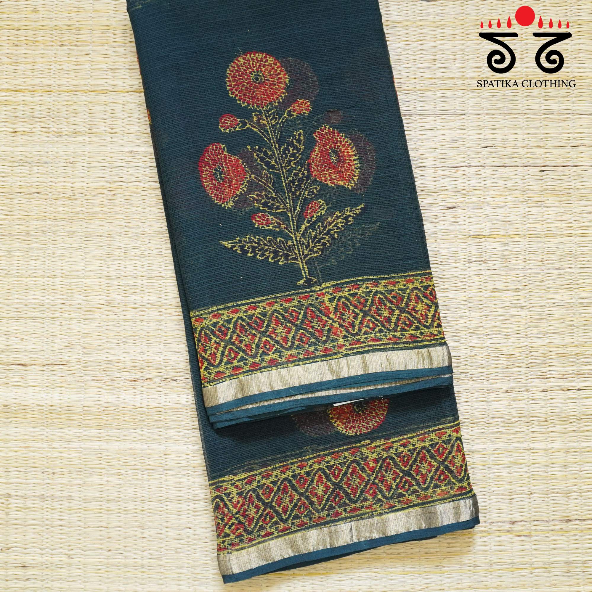 Green Kota Hand Block Printed Saree