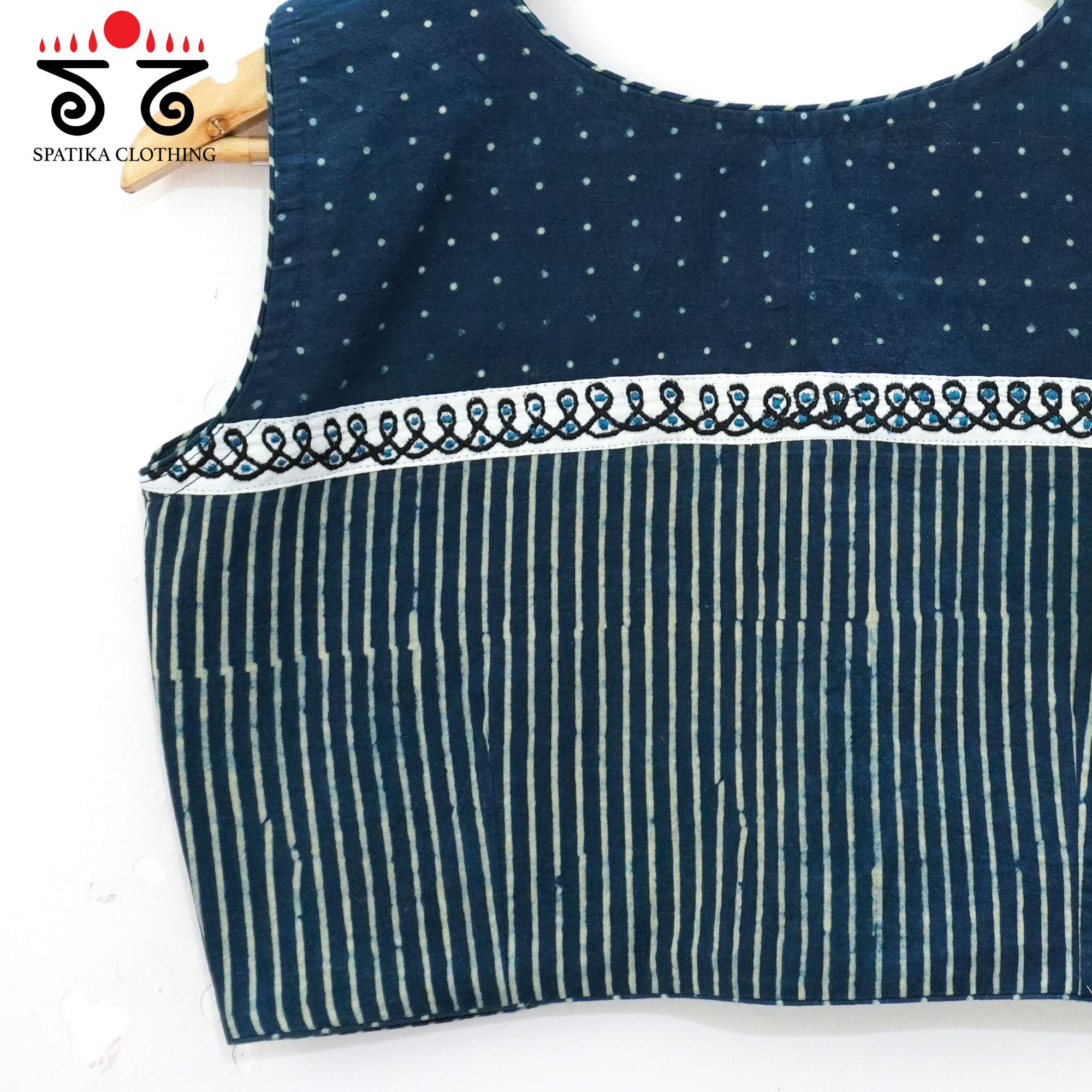 Blue Ajrakh - Kolam Sleeveless Blouse