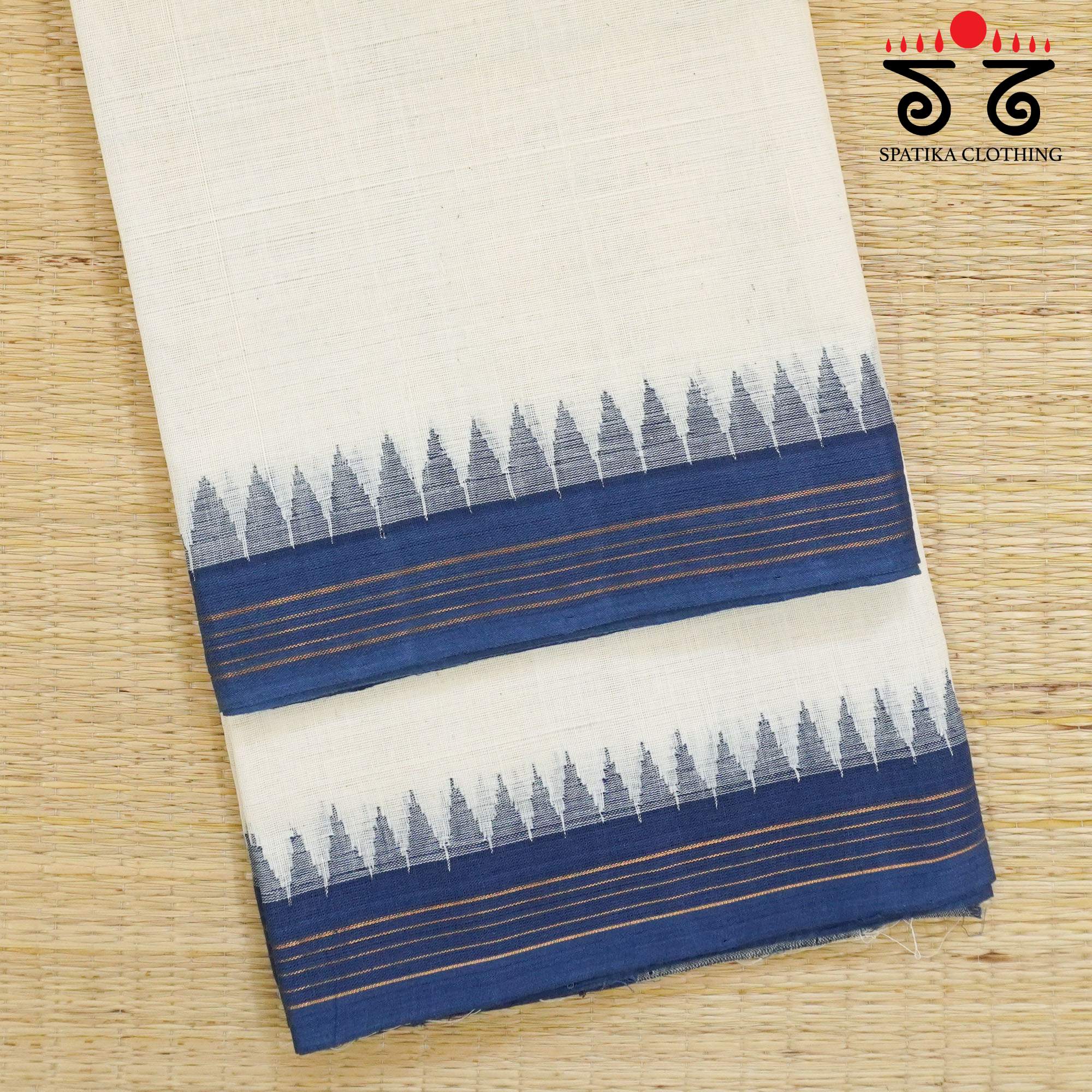 Off White Ponduru Handspun Cotton Saree