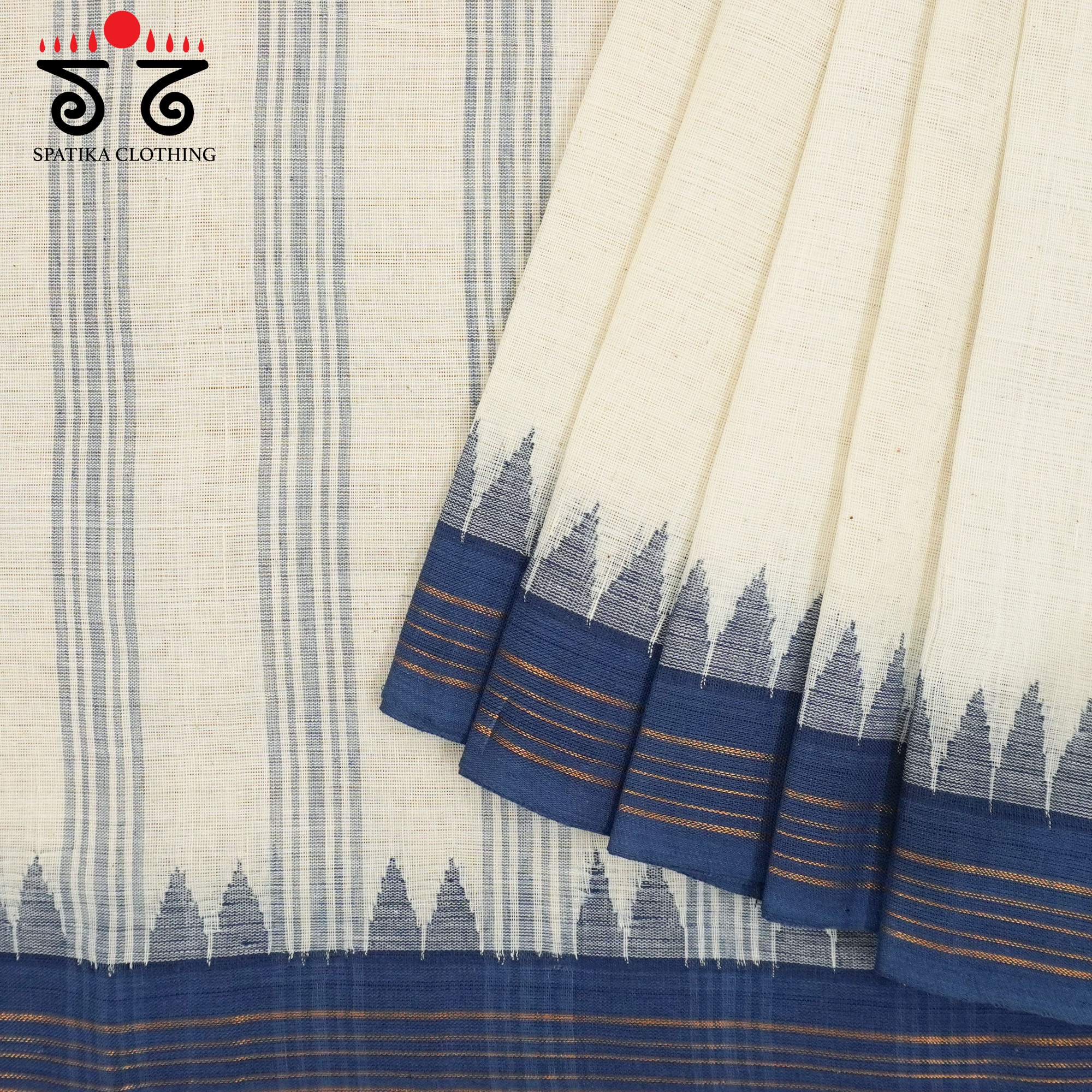 Off White Ponduru Handspun Cotton Saree