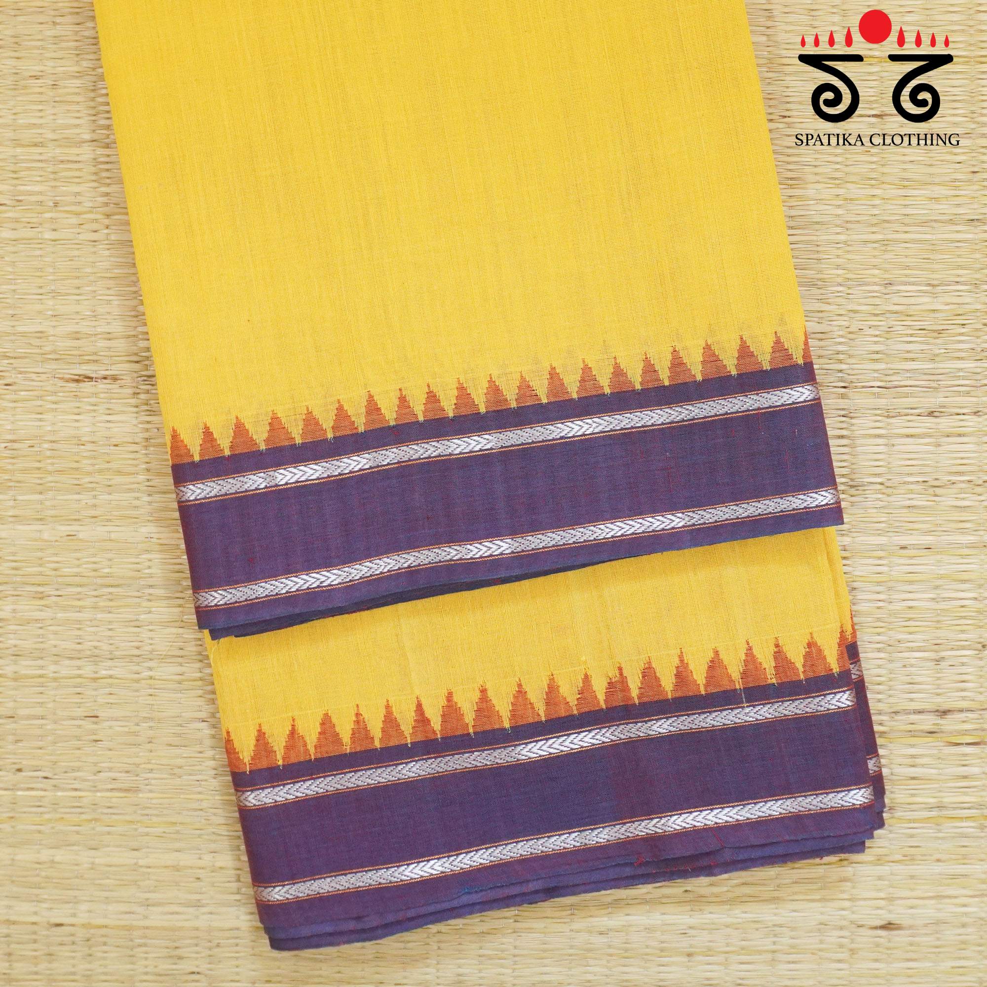 Yellow Ponduru Handspun Cotton Saree