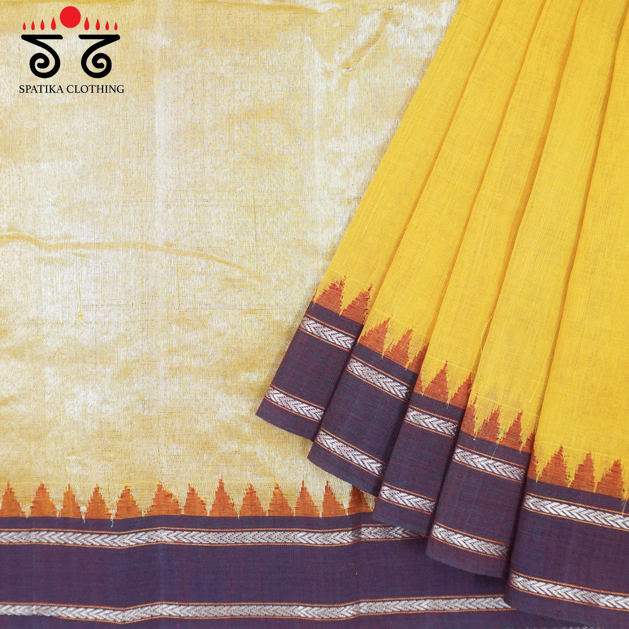 Yellow Ponduru Handspun Cotton Saree