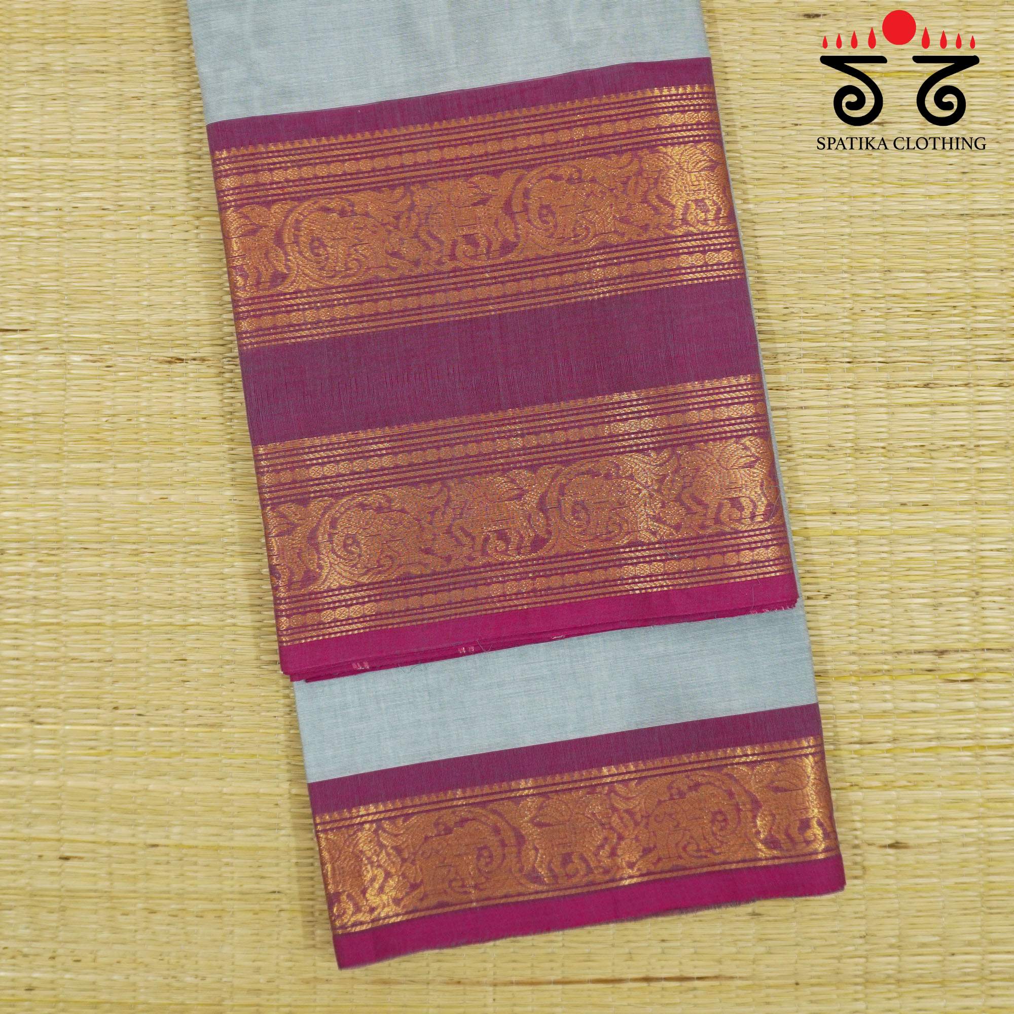 Light Grey Chettinad Cotton Saree