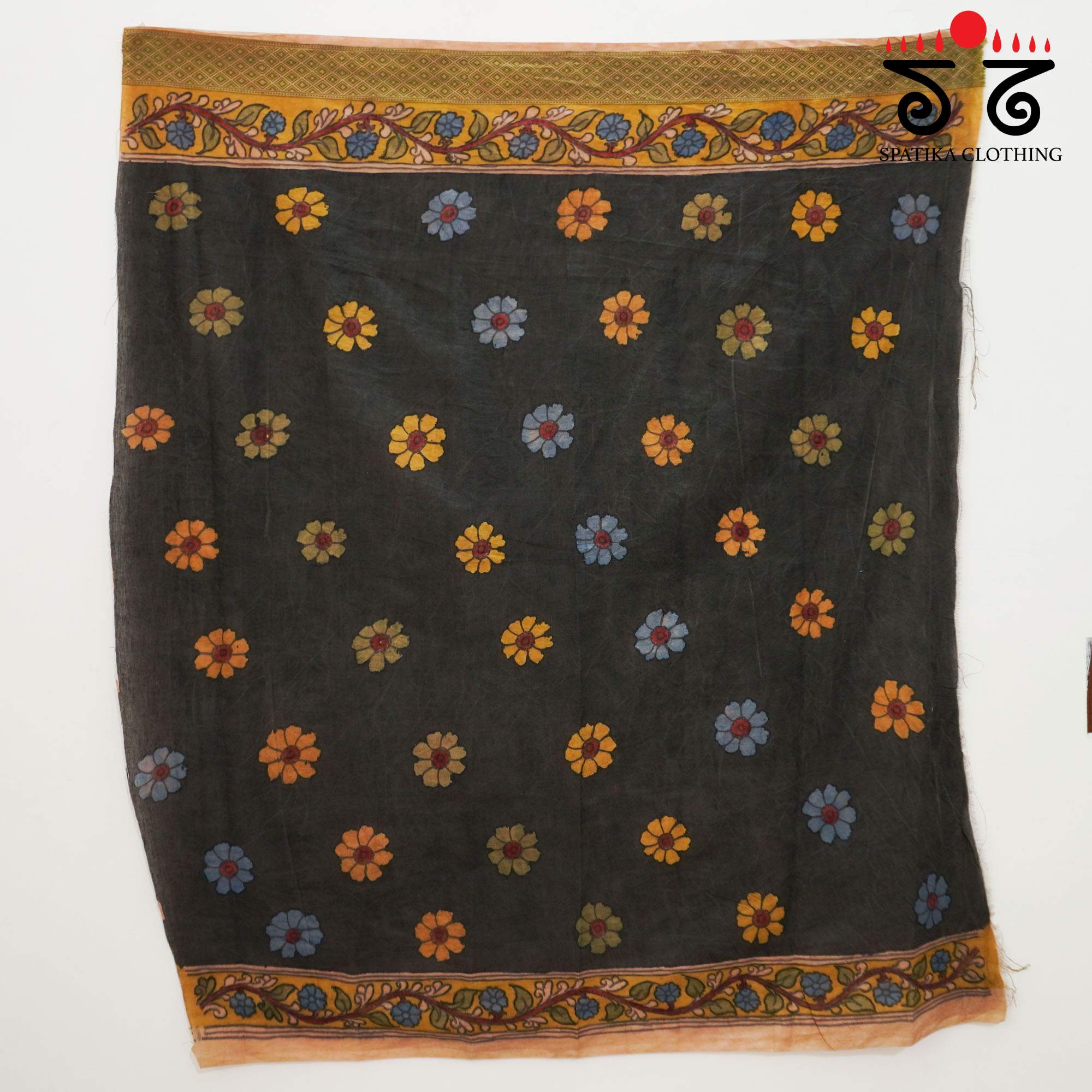 Peacock Pen Kalamkari saree