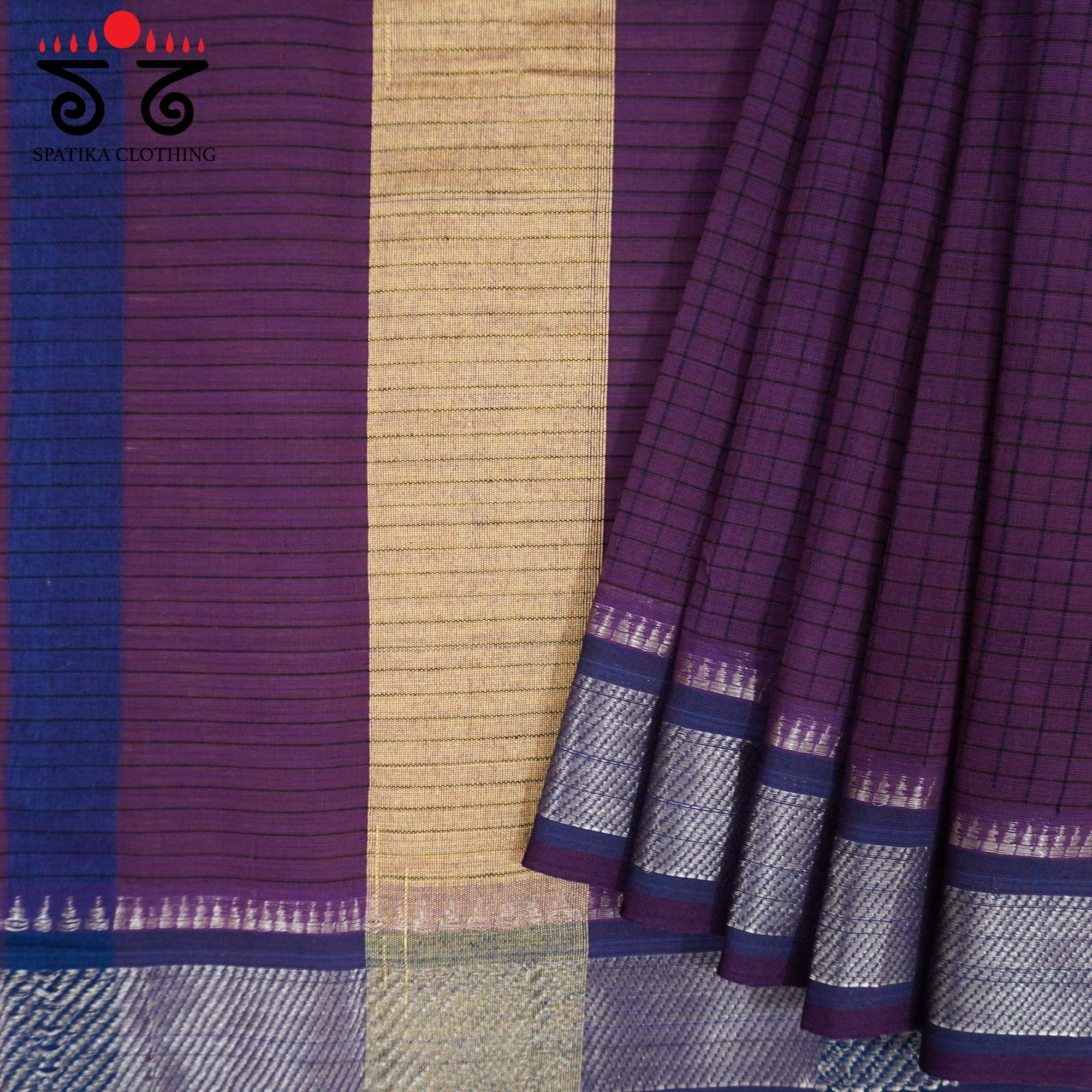 Purple Andhra Handwoven Cotton Saree